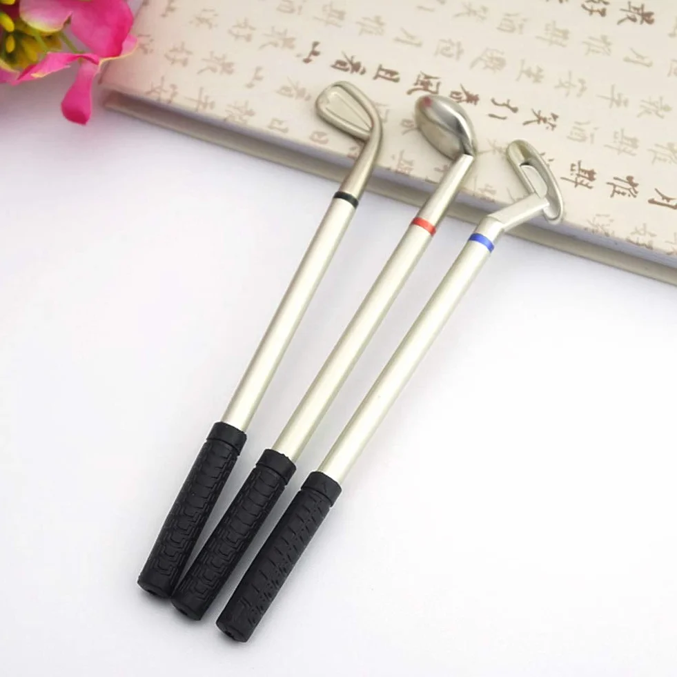 MAGT Zestaw długopisów golfowych 3 szt. mini kije golfowe długopisy kulkowe z piłkami flaga dekoracje