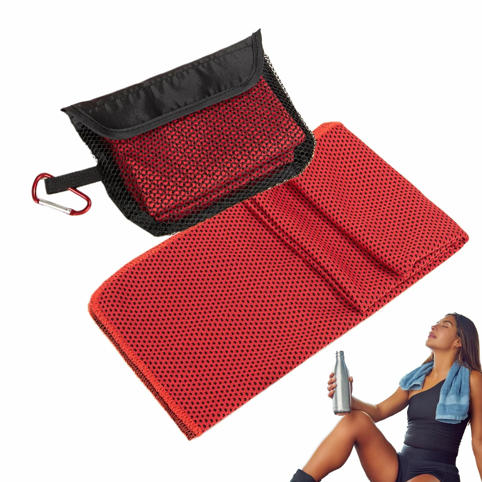 Cooling Towels, Breathable Travel Towel with Mesh Bag, Absorbent Neck Cloth, Portable Home Gym Accessories for Men and Women, Outdoor and Fitness Use 27.89 Inch
