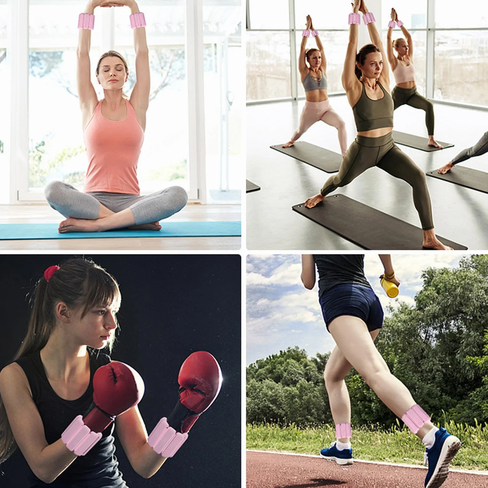 2 szt. Regulowane Obciążniki Na Nadgarstki i Kostki, Zestaw do Ćwiczeń Fitness dla Kobiet i Mężczyzn, 0.45Kg / 0.9Kg, do Jogi, Pilatesu, Biegania, Pływania i Treningu Siłowego (Różowy)
