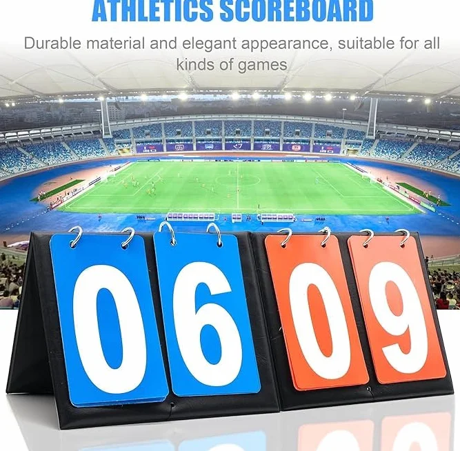AMJKEJI Przenośna tablica wyników 2 sztuki Digit Flip Sport do koszykówki piłki nożnej