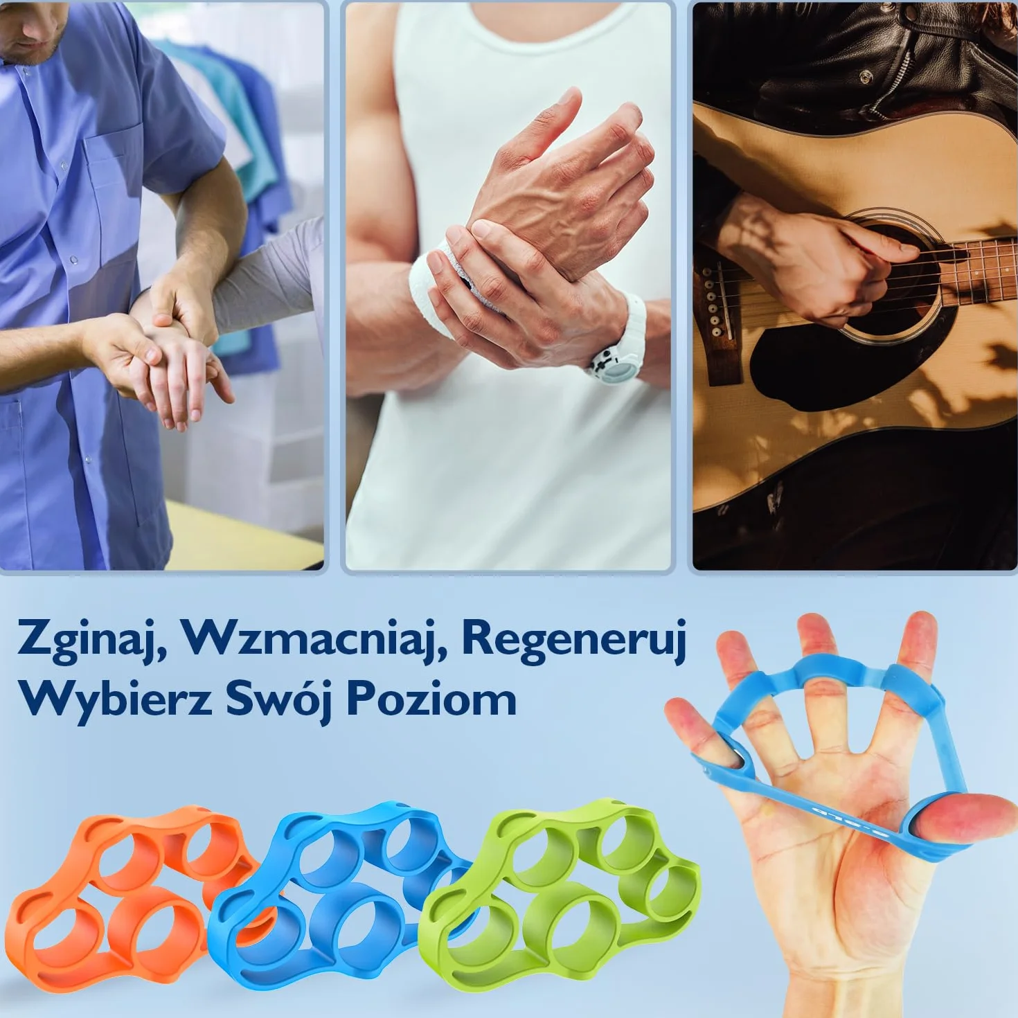 FitBeast Grip Trener Chwytu 10-60 lbs, Ekspander do Ćwiczeń Dłoni i Palców, Rehabilitacja Nadgarstka, Dla Sportowców, Seniorów i Wspinaczy
