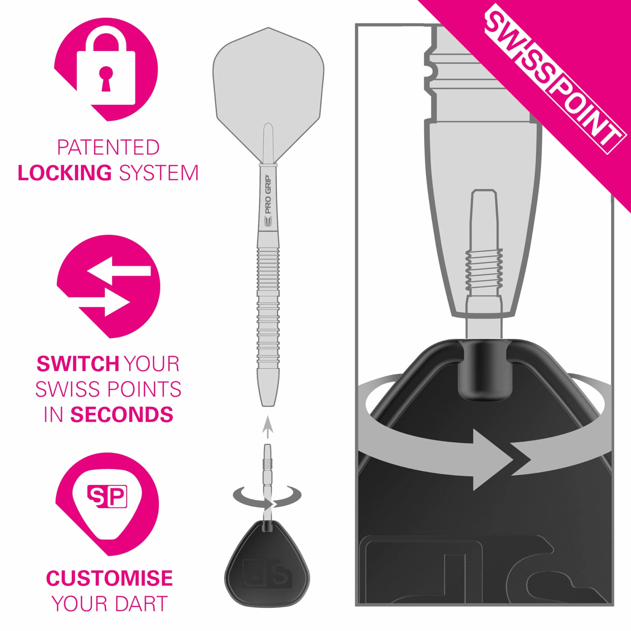 Target Darts Swiss Points Diamond Pro groty do darta zestaw 3 sztuk