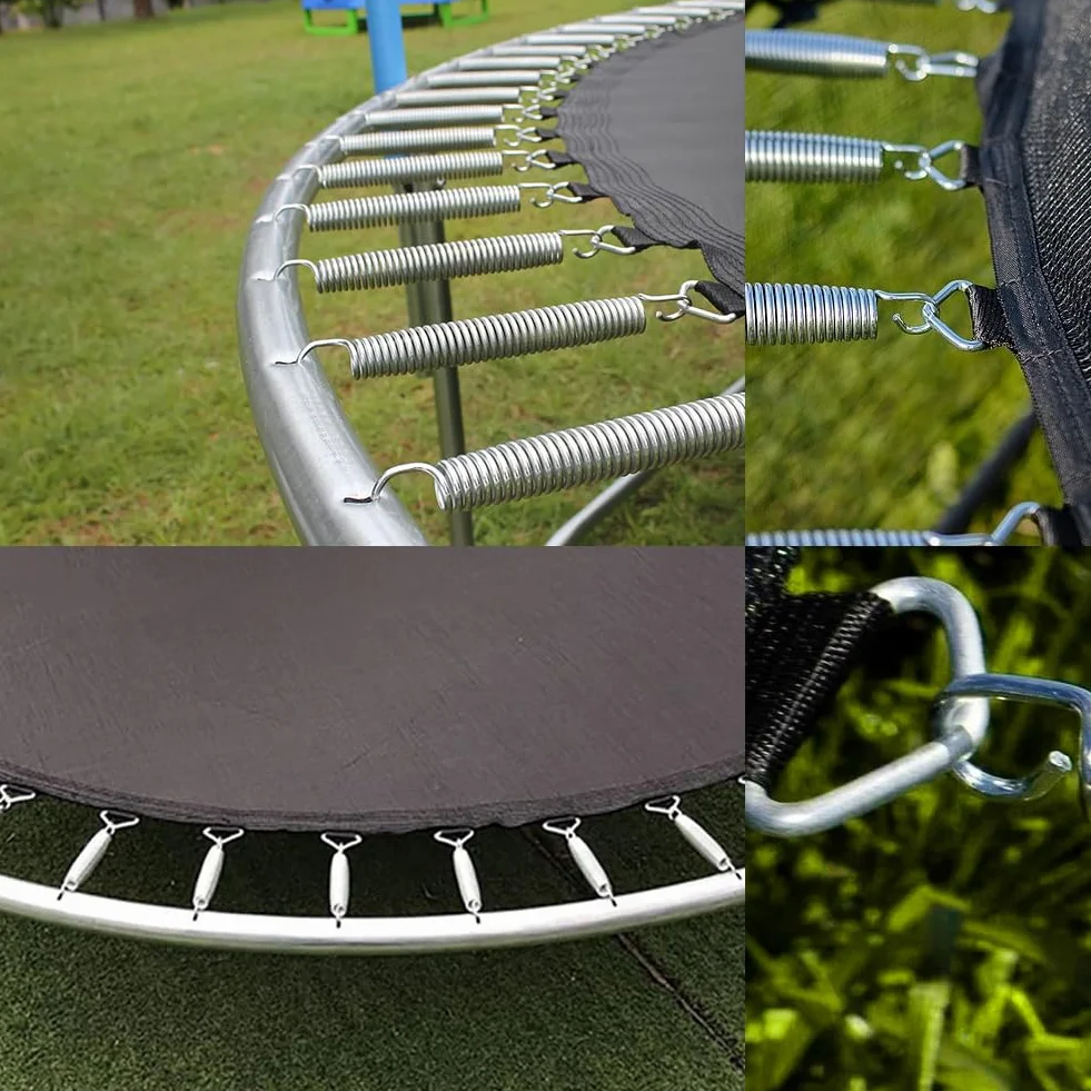 8 sztuk sprężyn do trampoliny, części trampoliny z 2 hakami T, odporne na rdzę sprężyny zapasowe do trampolin 16 m / 20 m / 30 m / 30 m