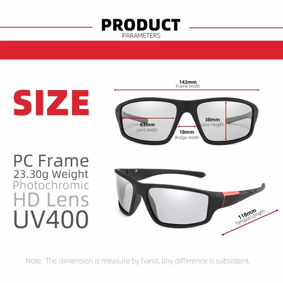 Fotochromowe Okulary Przeciwsłoneczne Męskie Okulary Przeciwsłoneczne z ochroną UV400 Sportowe Okulary Przeciwsłoneczne Okulary Rowerowe (Niebieski)