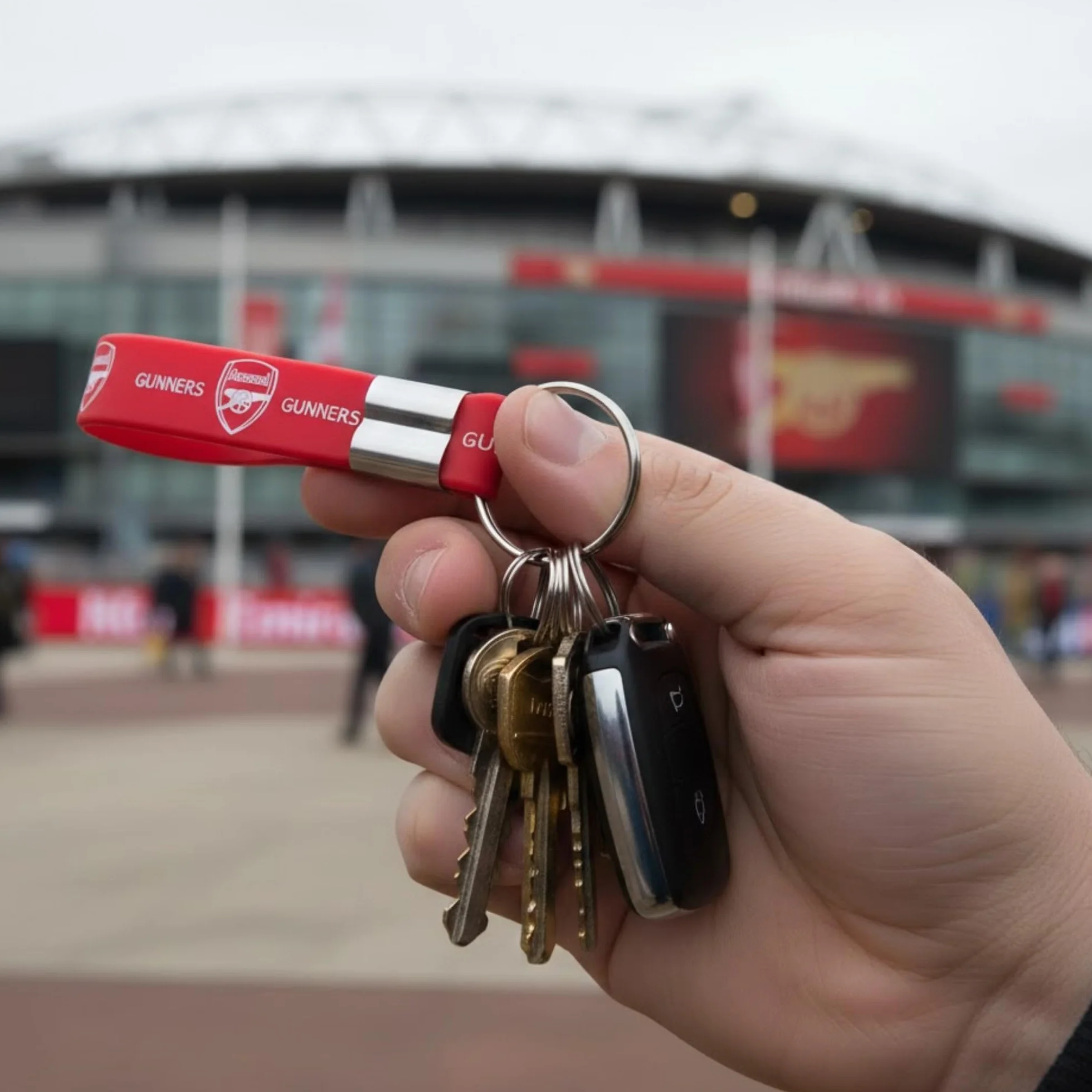 The Gift Scholars Arsenal F.C. Silikonowy brelok do kluczy, oficjalny towar (czerwony i biały) | Akcesoria dla strzelców i fanów