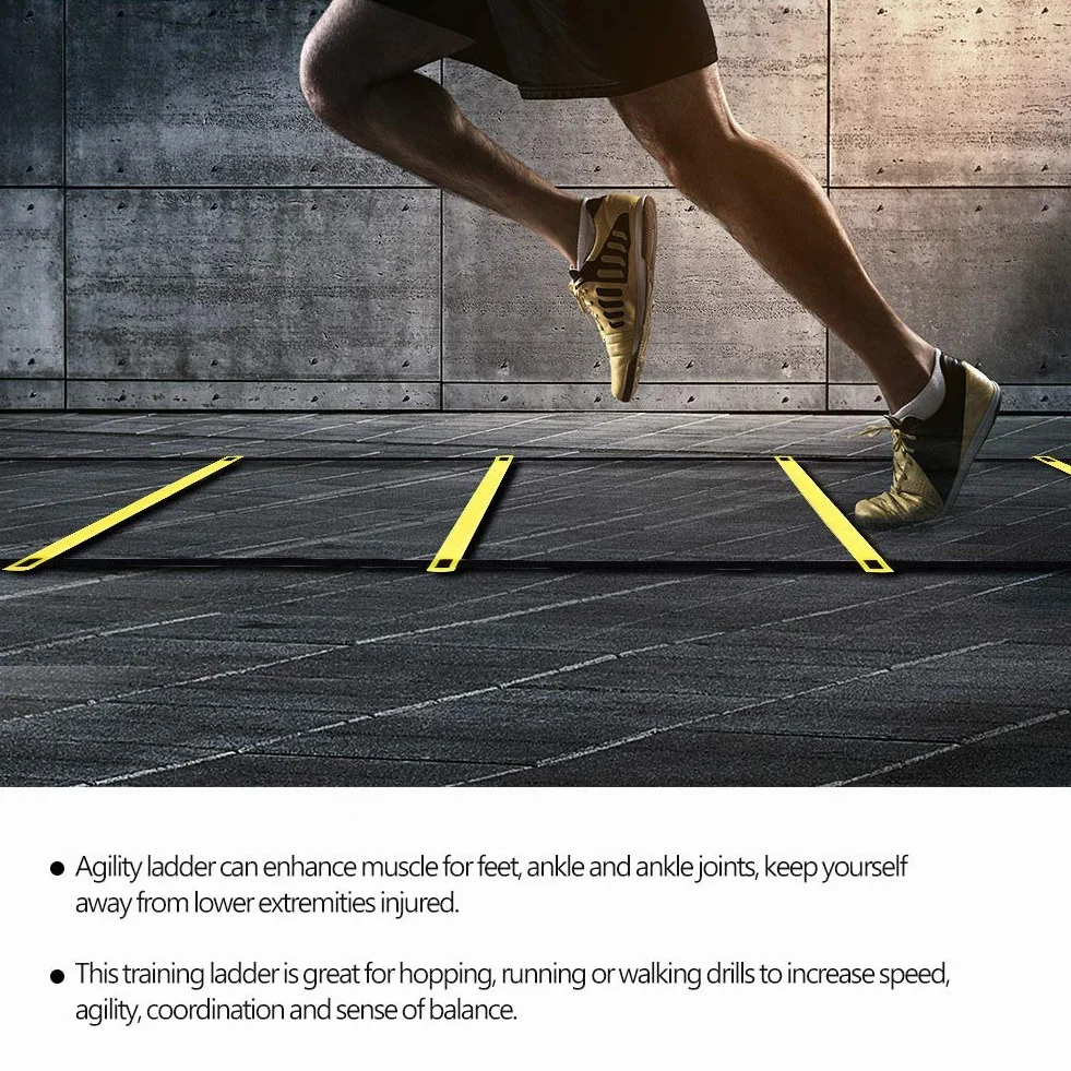 Alomejor 4 m trening prędkości fitness skoki drabina prędkość trening drabinkowy z 8 regulowanymi szczeblami sprzęt treningowy zwinności