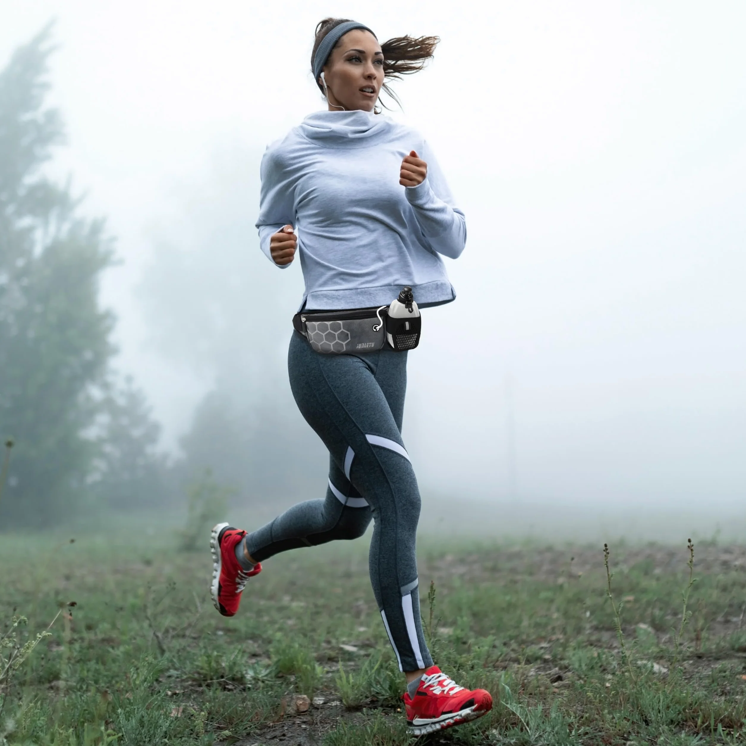 Retoo Nerka sportowa, saszetka biodrowa, torba na brzuch, wodoszczelna, stylowa, nylonowa, mała, uniseks, biodrowa, talii, do aktywności na świeżym powietrzu, podróży, wędrówek, treningu psa, szara