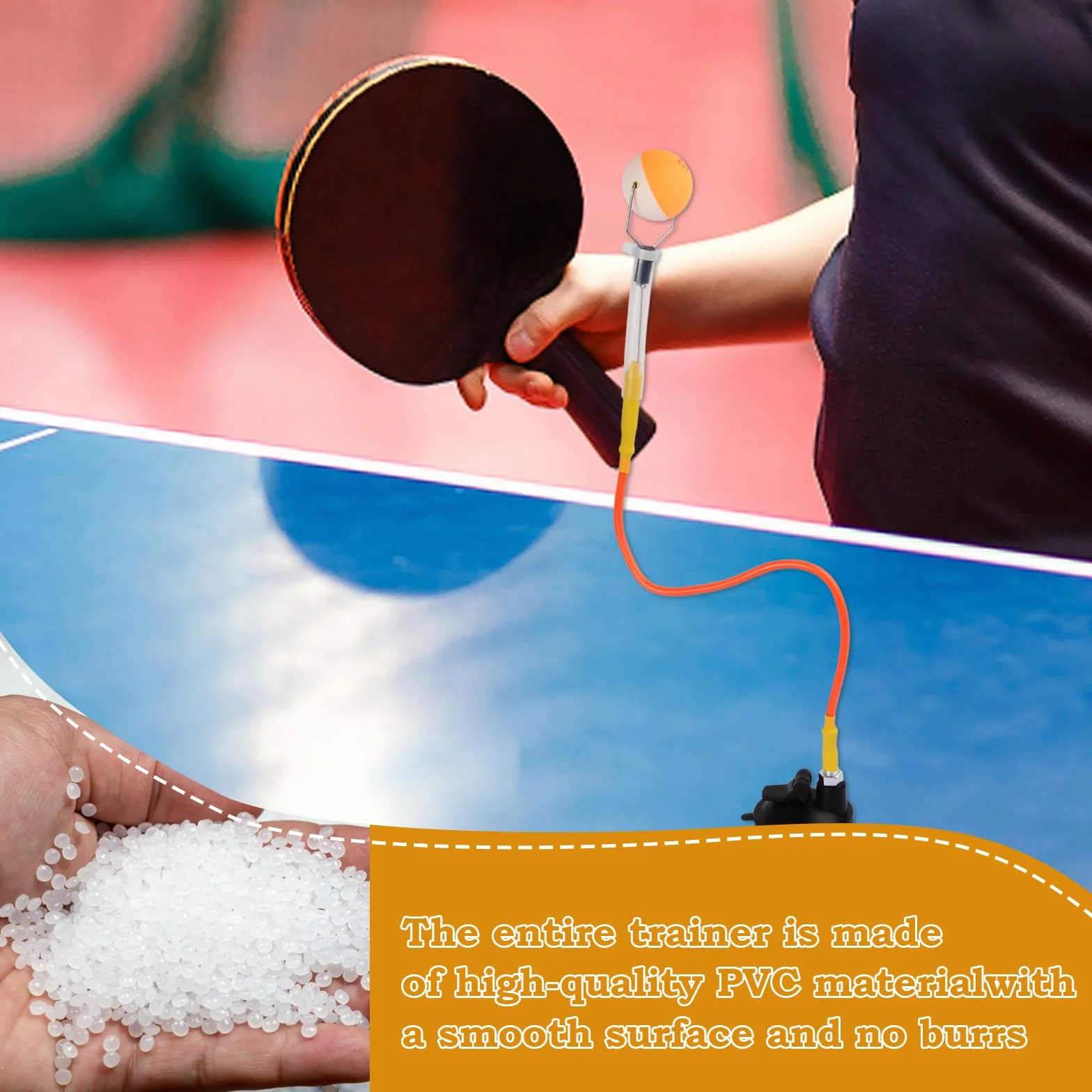 Trener tenisa stołowego, regulowany trener tenisa stołowego z 2 piłkami, przyssawką, szybkie odbicie piłki klips do piłki PVC maszyna treningowa, sporty konkurencyjne artykuły do tenisa stołowego