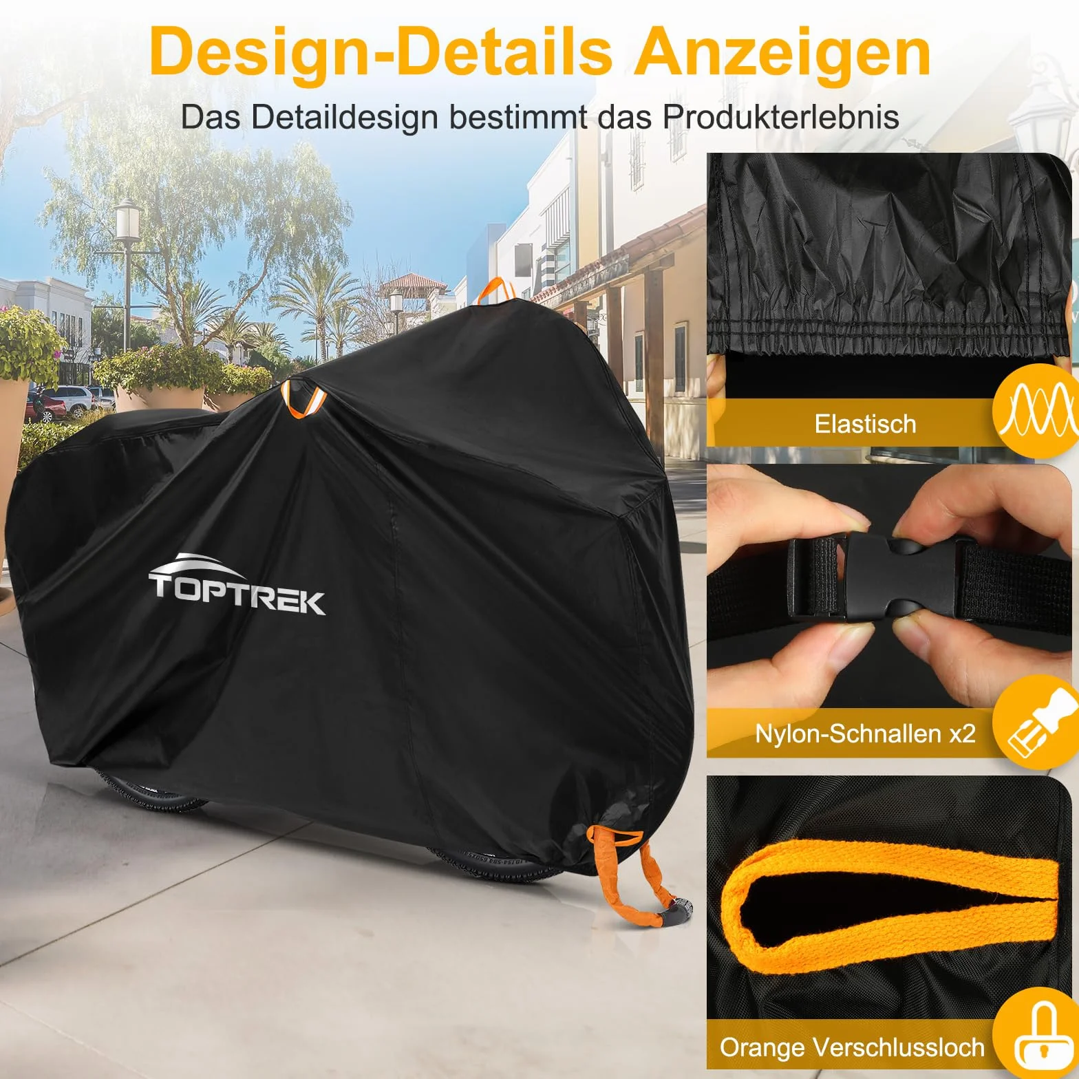 toptrek Pokrowiec na rower, wodoszczelny 210D, plandeka do roweru, 200 x 110 x 70 cm, wysokiej jakości ochrona przed słońcem, odporna na rozerwanie, z workiem