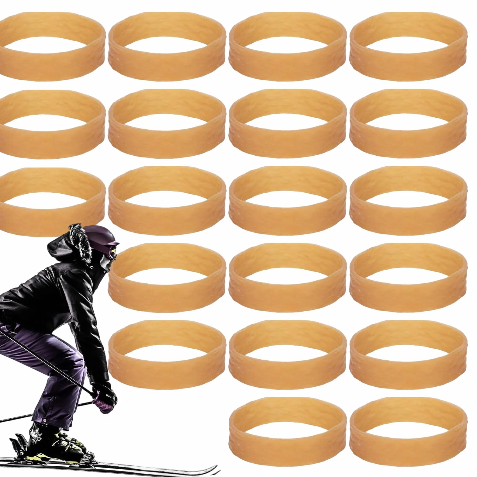 Gumki do wiązania narciarskiego, 20 x elastyczne paski narciarskie, guma o solidnej konstrukcji, paski do wiązania snowboardowego do zestawu tuningowego, akcesoria sportowe na świeżym powietrzu dla