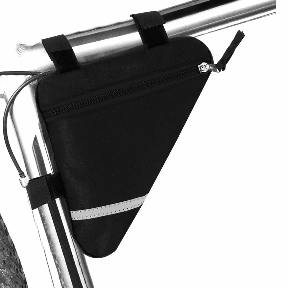 2 sztuk Trójkąt Torba Rowerowa, Trójkątna Torba Rowerowa Przednia Rura Rowerowa, Torba Narzędzia, Trójkątna Nylon, Z Odblaskowymi Paskami (Czerwony & Czarny)