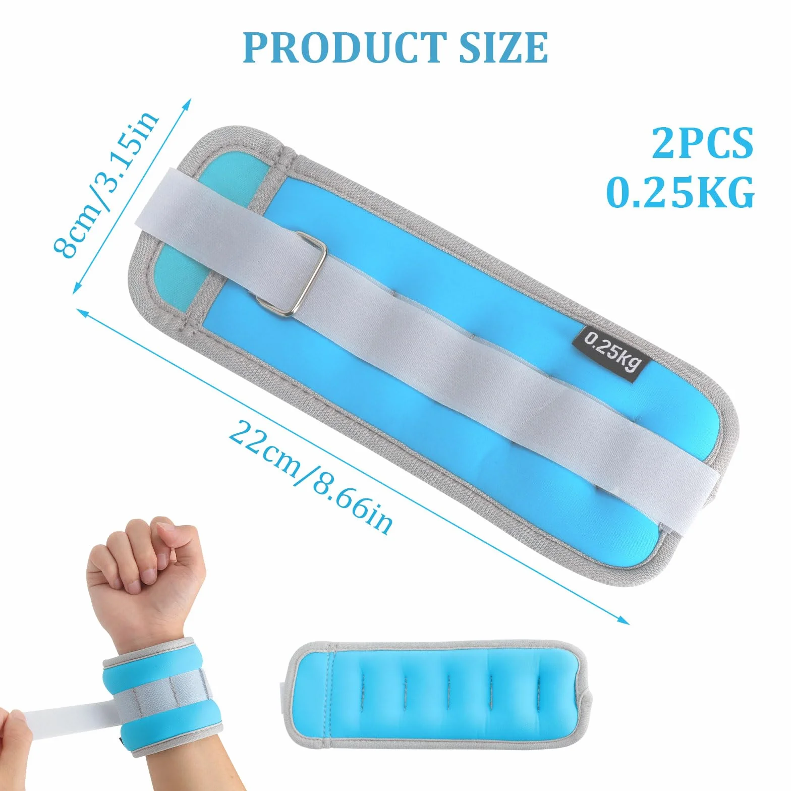 1 para obciążników na stopę, z taśmą oporową, 0,25/0,5 kg, obciążniki do kostek, nóg i ramion, obciążniki do fitnessu, biegania, gimnastyki, jogi, tańca