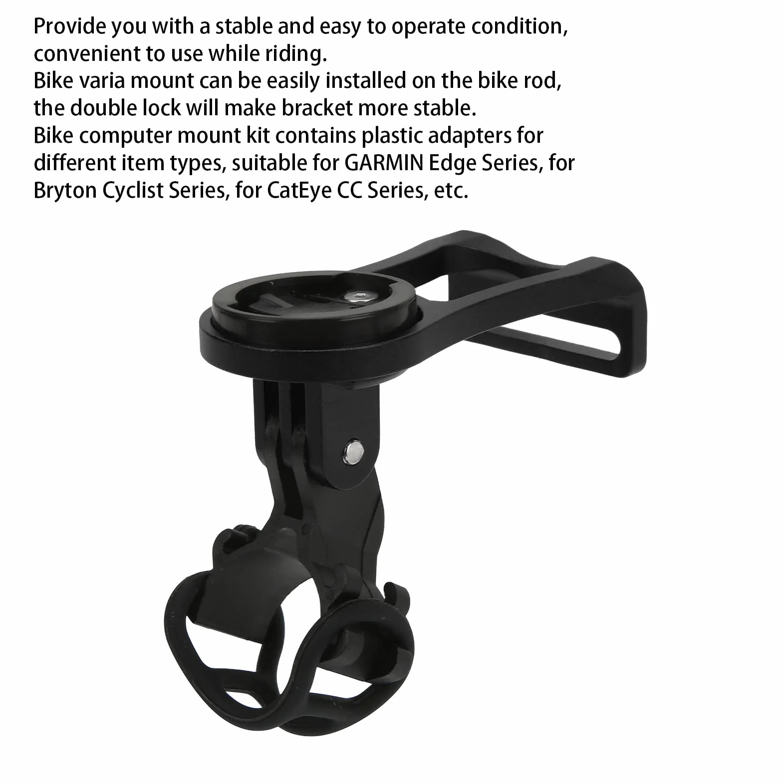 Uchwyt na Komputer Rowerowy Uchwyt GPS na Kamerę rowerową z Korpusem ze Stopu CNC i podwójną blokadą do Komputerów Rowerowych Edge Bryton i Kamer Ruchu (BLACK)