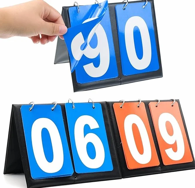 AMJKEJI Przenośna tablica wyników 2 sztuki Digit Flip Sport do koszykówki piłki nożnej