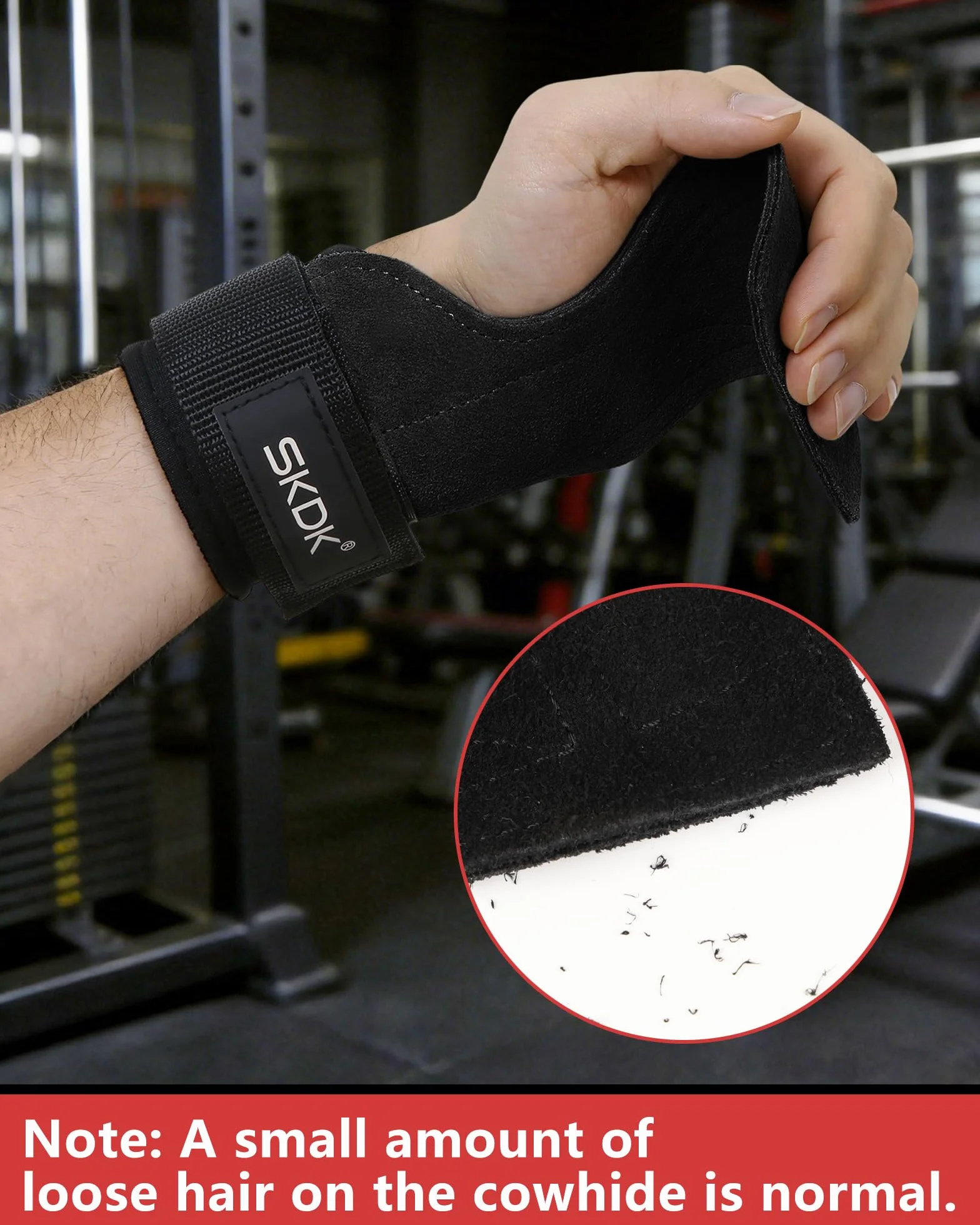 Paski Do Ćwiczeń, 1 Para Paski do Podnoszenia Ciężarów ze Skóry Bydlęcej Crossfit, do Podciągania, Martwego Ciągu i Wyciskania, Zaprojektowane do Treningu Siłowego, Unisex, Czarny
