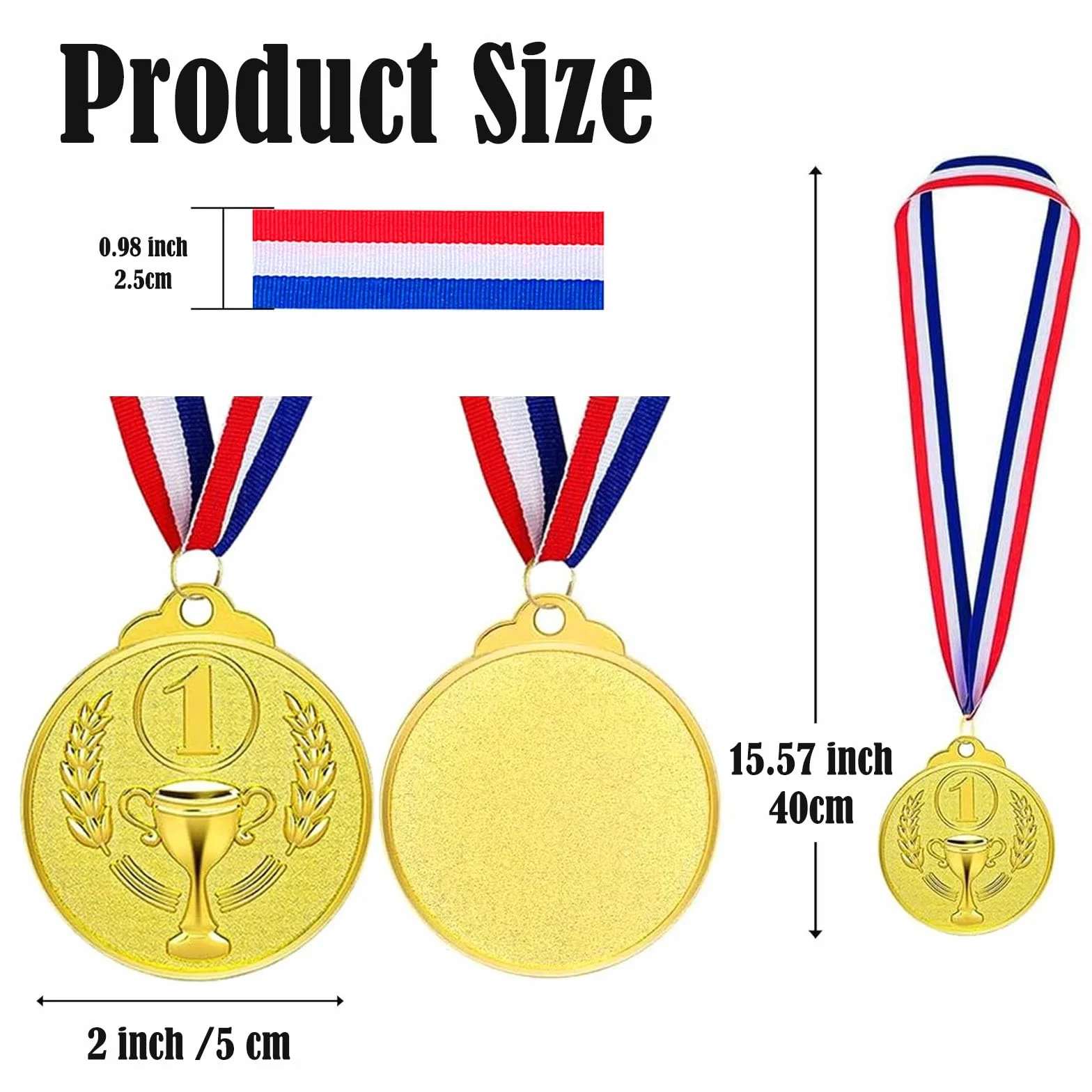 12 sztuk medali wręczenia nagród metalowych, złoty srebrny brązowy medal ze wstążką na szyję Zwycięzca medali dla dzieci Gry Imprezy Dzień Sportu 5,0 cm