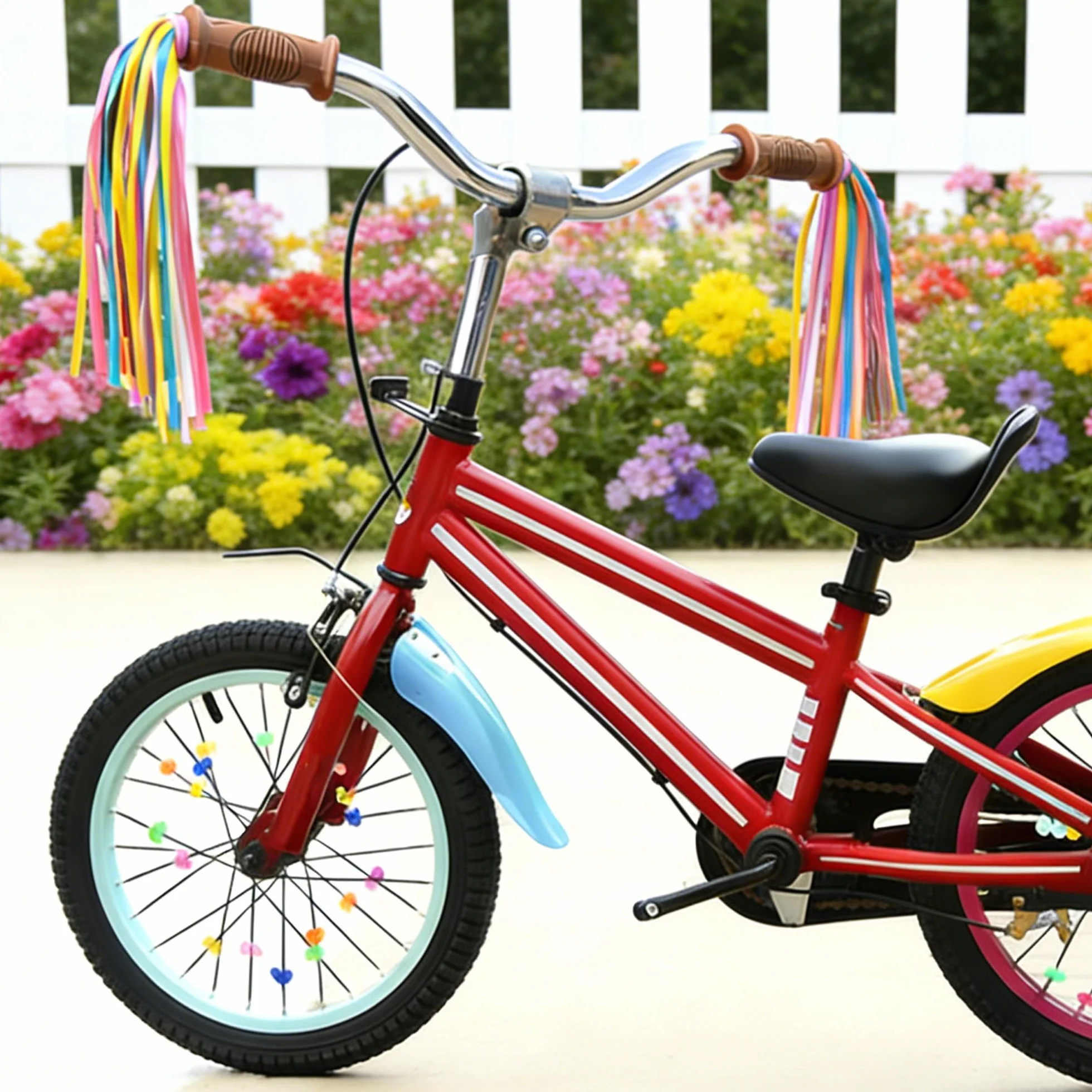 108 sztuk ozdób na szprychy rowerowe oraz 1 para frędzli na kierownicę rowerową, kolorowe klipsy na szprychy, trwałe, służą do dekoracji rowerów