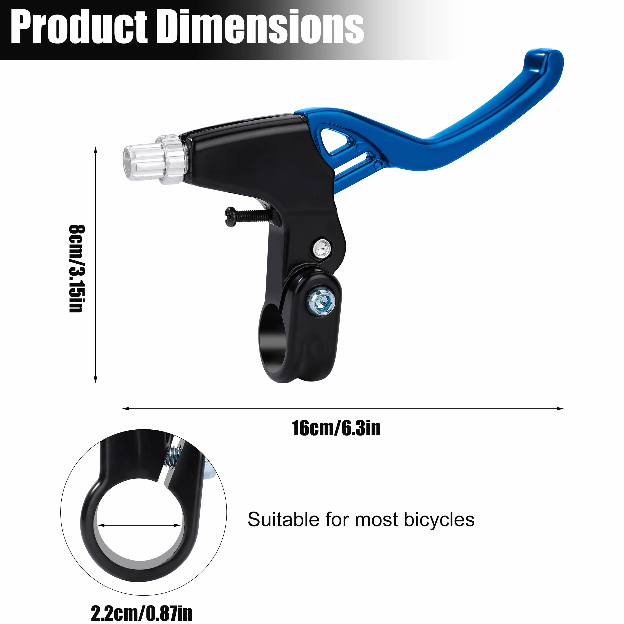 Dźwignia hamulca rowerowego ze stopu aluminium do MTB i roweru szosowego 2,2 cm niebieski 1 para