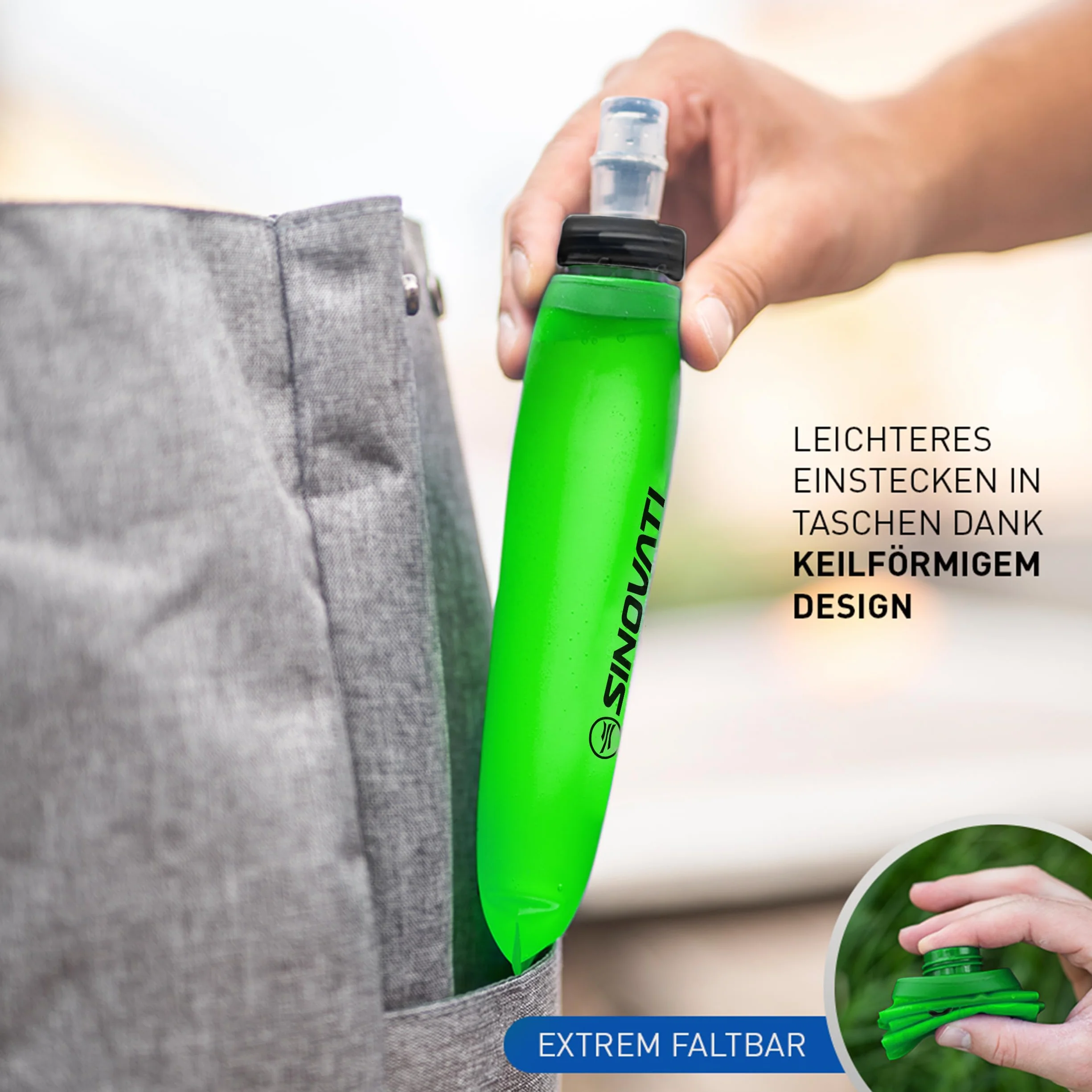 SINOVATI Składane butelki na napoje TPU Soft Flask 250 ml nie zawiera BPA