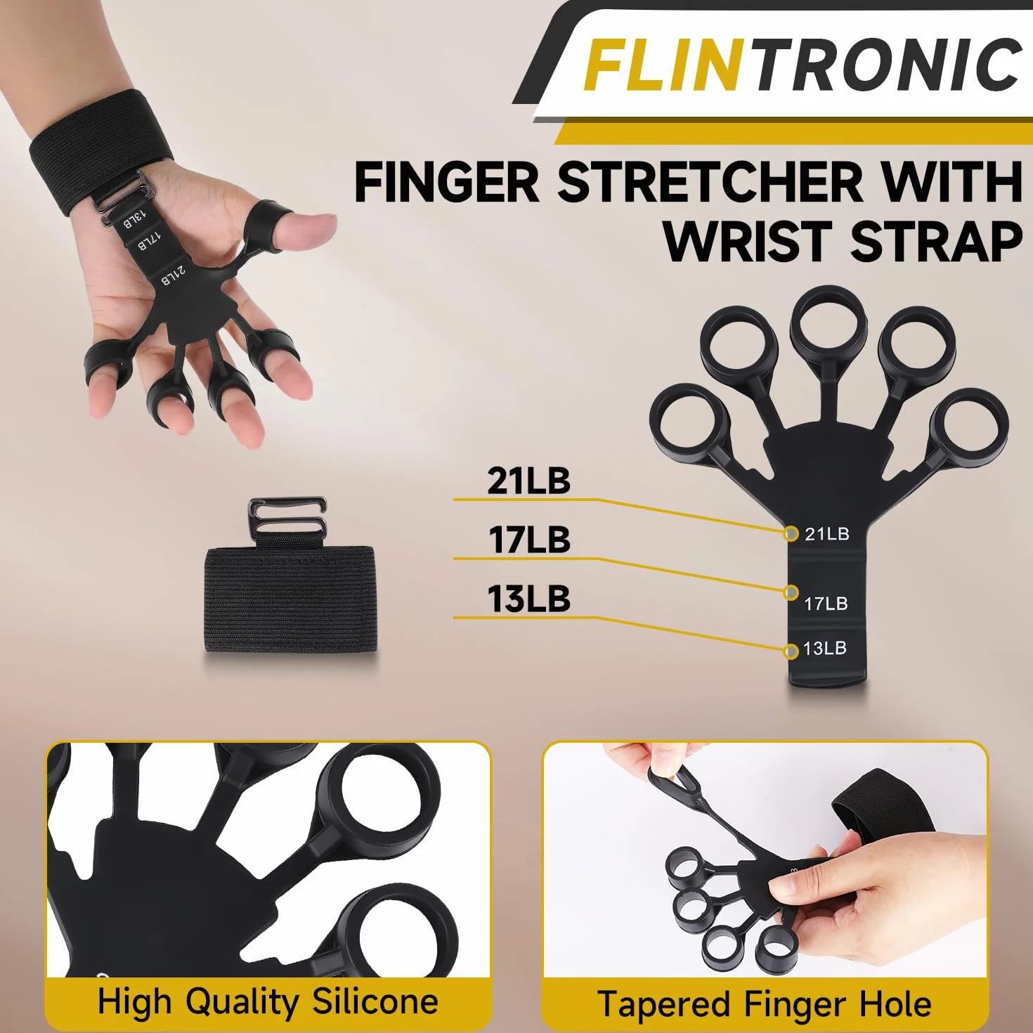 flintronic Zestaw do treningu rąk, trener przedramion z wbudowaną funkcją liczenia, regulowany opór 5-60 kg, trener palców do fitnessu, wspinaczki, treningu siłowego, rehabilitacji dłoni