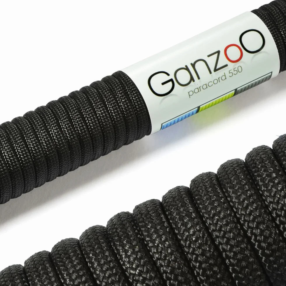 Paracord 550 linka czarna 30 m 4 mm nylonowa 7 rdzeni 250 kg