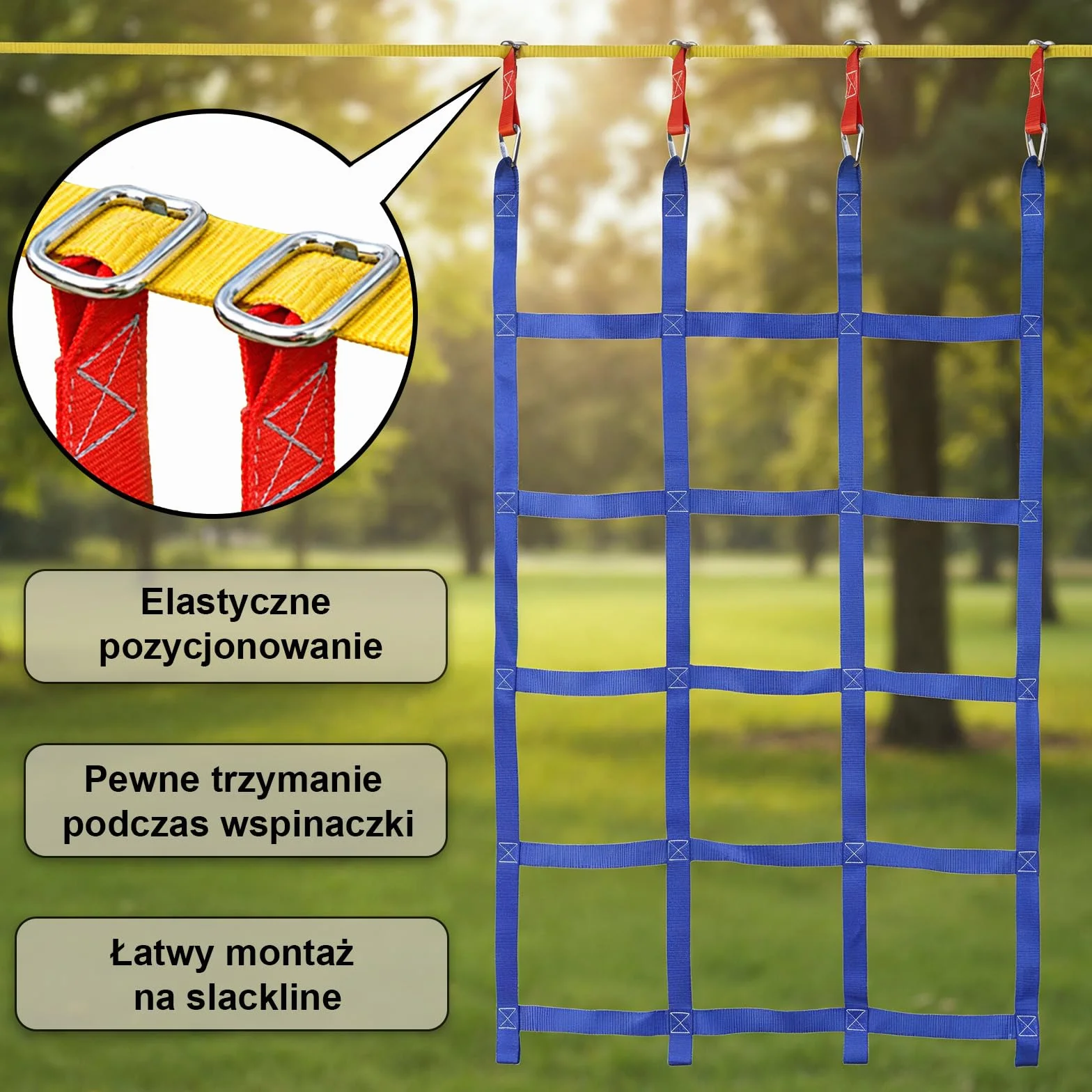 ALPIDEX Ninja Line Dzieci Slackline Przeszkody Zestaw Pierścieni Gimnastycznych Wêzły linowe Huśtawka Akcesoria Drabinki