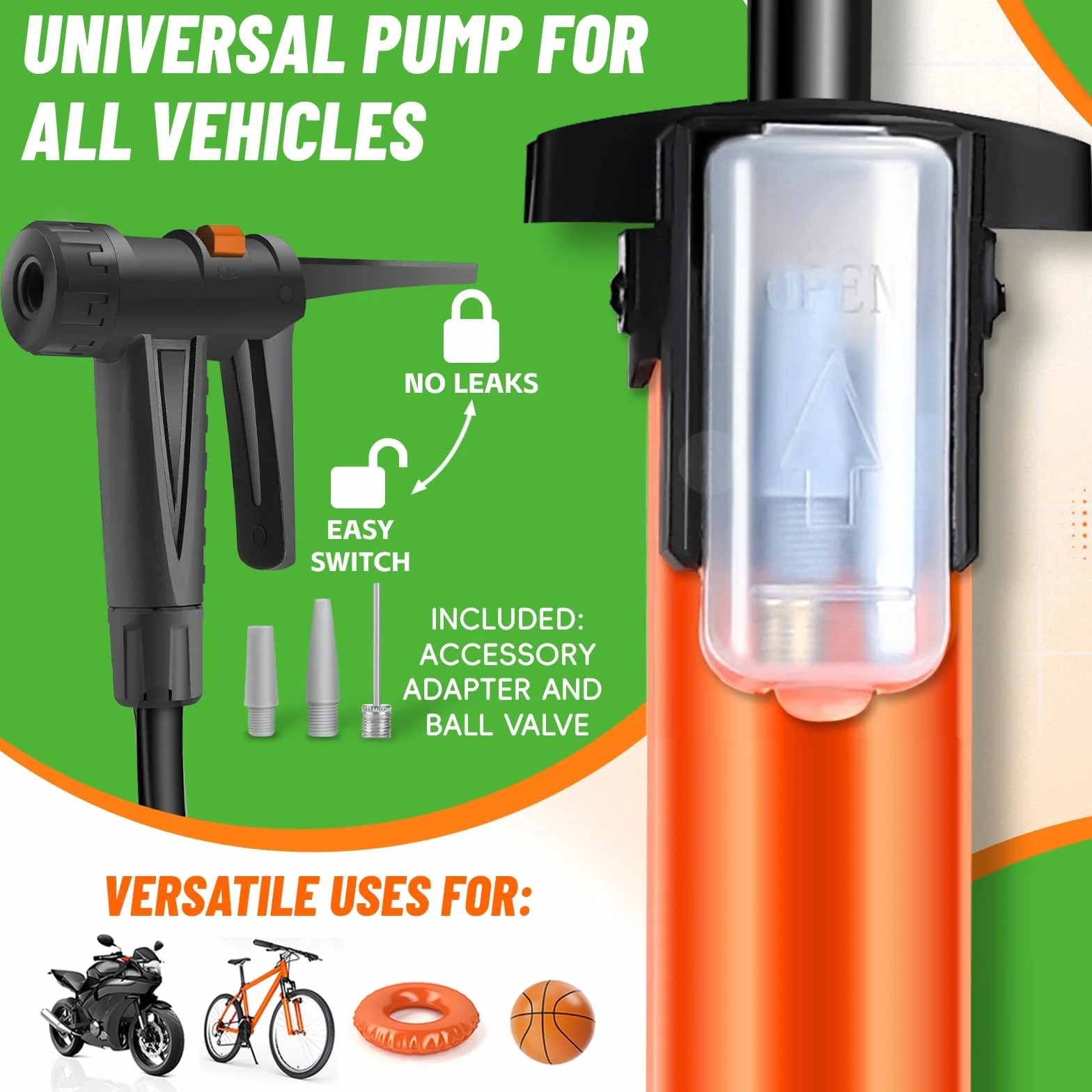 Pompka rowerowa stojąca 11 bar 160 psi do wszystkich wentyli z adapterem