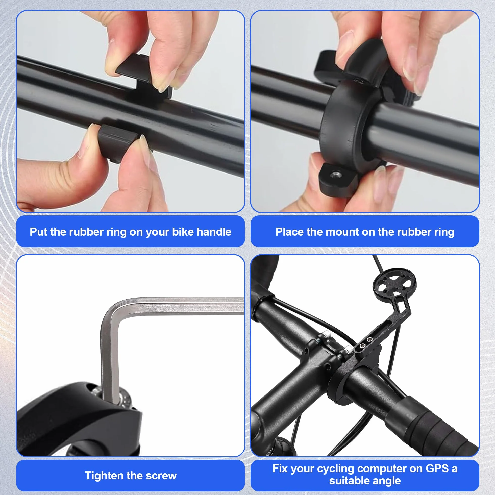 Przedni uchwyt rowerowy kompatybilny z Garmin i Bryton, uchwyt rowerowy do komputera rowerowego z regulowanym uchwytem na światło, uchwyt kierownicy 20-40 mm, czarny