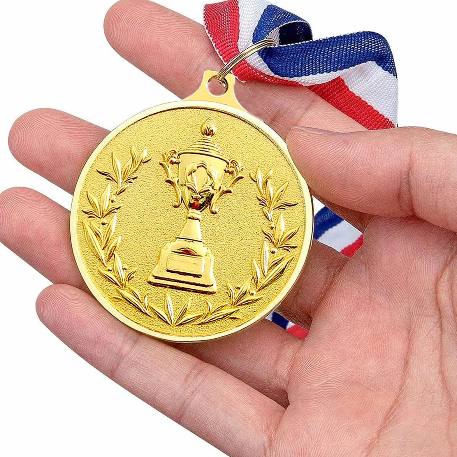 12 sztuk medali wręczenia nagród metalowych, złoty srebrny brązowy medal ze wstążką na szyję Zwycięzca medali dla dzieci Gry Imprezy Dzień Sportu 5,0 cm