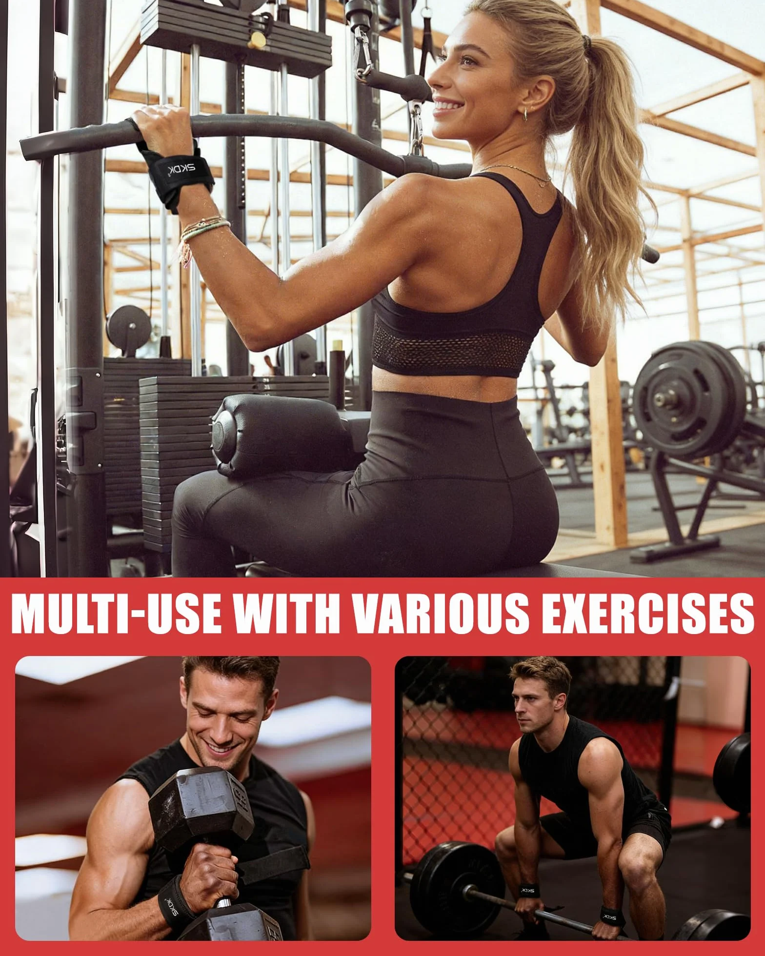 Paski Do Ćwiczeń, 1 Para Paski do Podnoszenia Ciężarów ze Skóry Bydlęcej Crossfit, do Podciągania, Martwego Ciągu i Wyciskania, Zaprojektowane do Treningu Siłowego, Unisex, Czarny