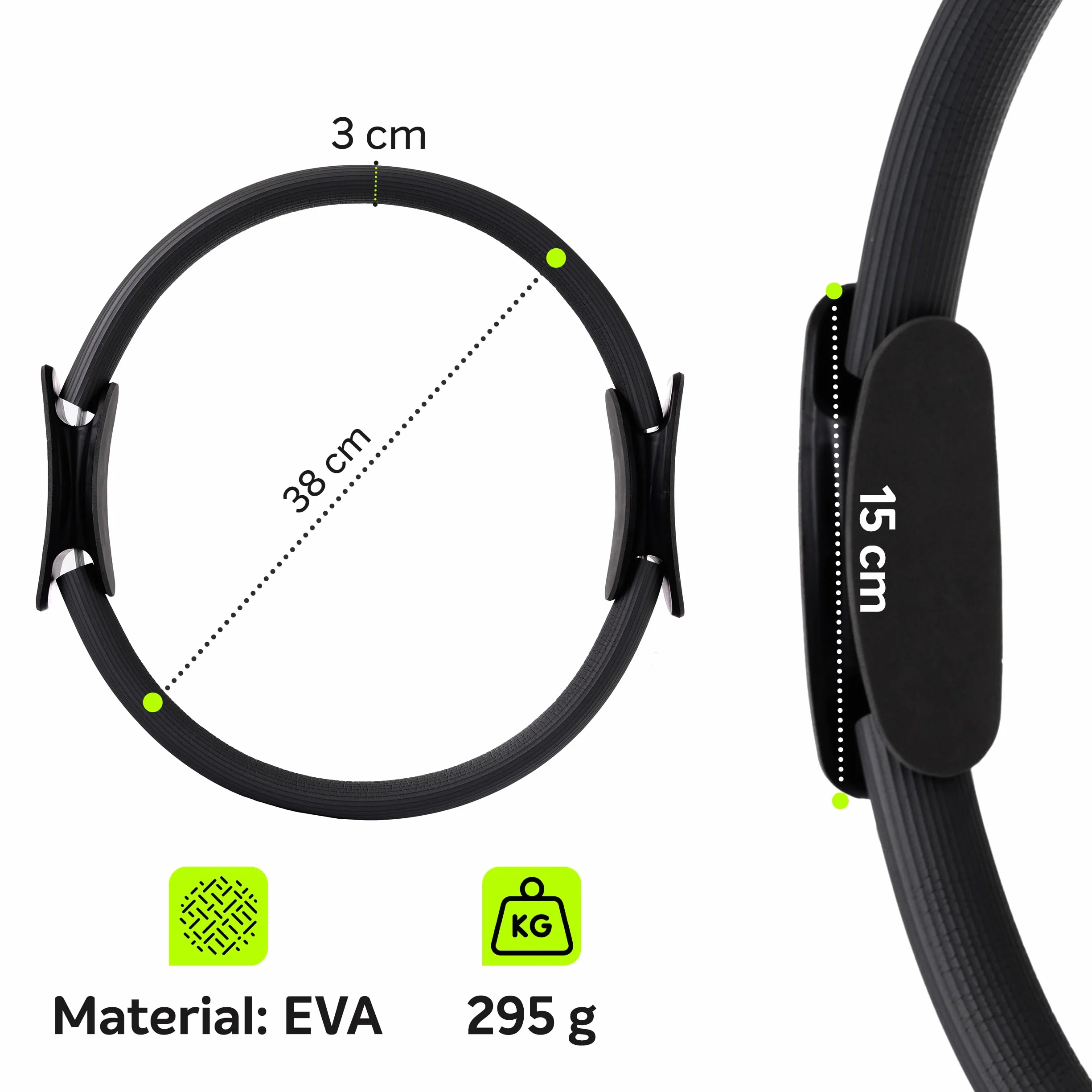 Fizyo pierścień do pilatesu z antypoślizgowymi uchwytami do wzmocnienia dna miednicy, brzucha i pleców obręcz do pilatesu Ø 38 cm, ring do pilatesu podwójnym uchwytem, pilates circle, obręcz do jogi