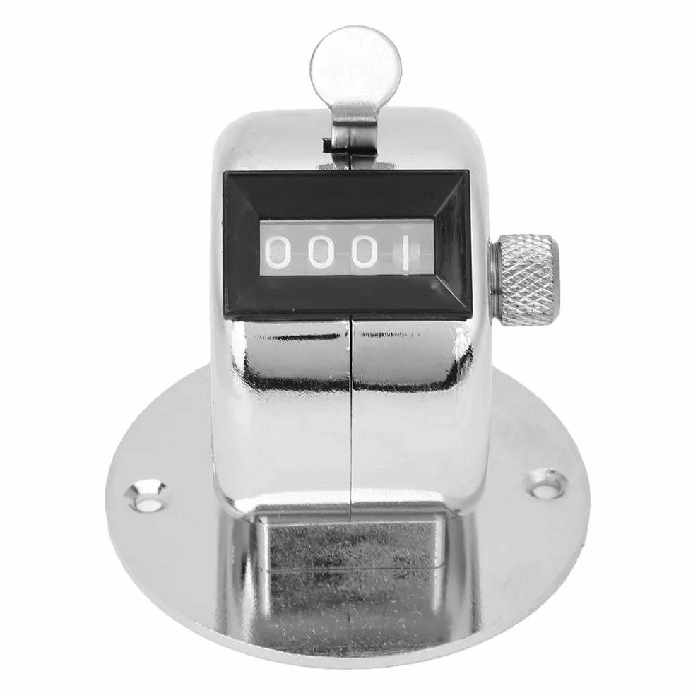 Tally Counter Silber Metall Hand Click Counter 4-stellig manuelle mechanische Palm Counter Stadium Sport Supplies
