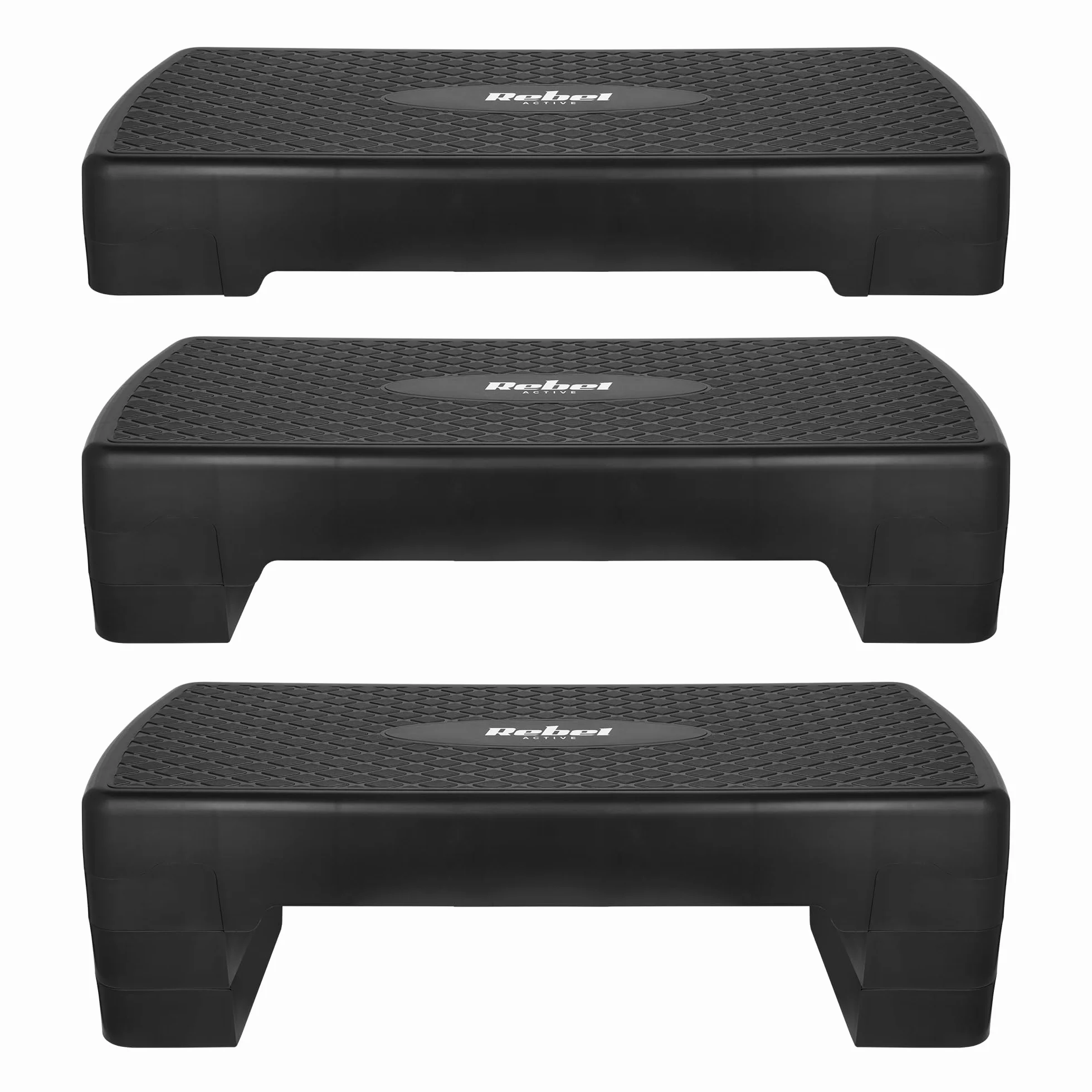Rebel Electro Step do Aerobiku Fitness 3 Stopnie 68cm Stepper Podest Schodek Czarny
