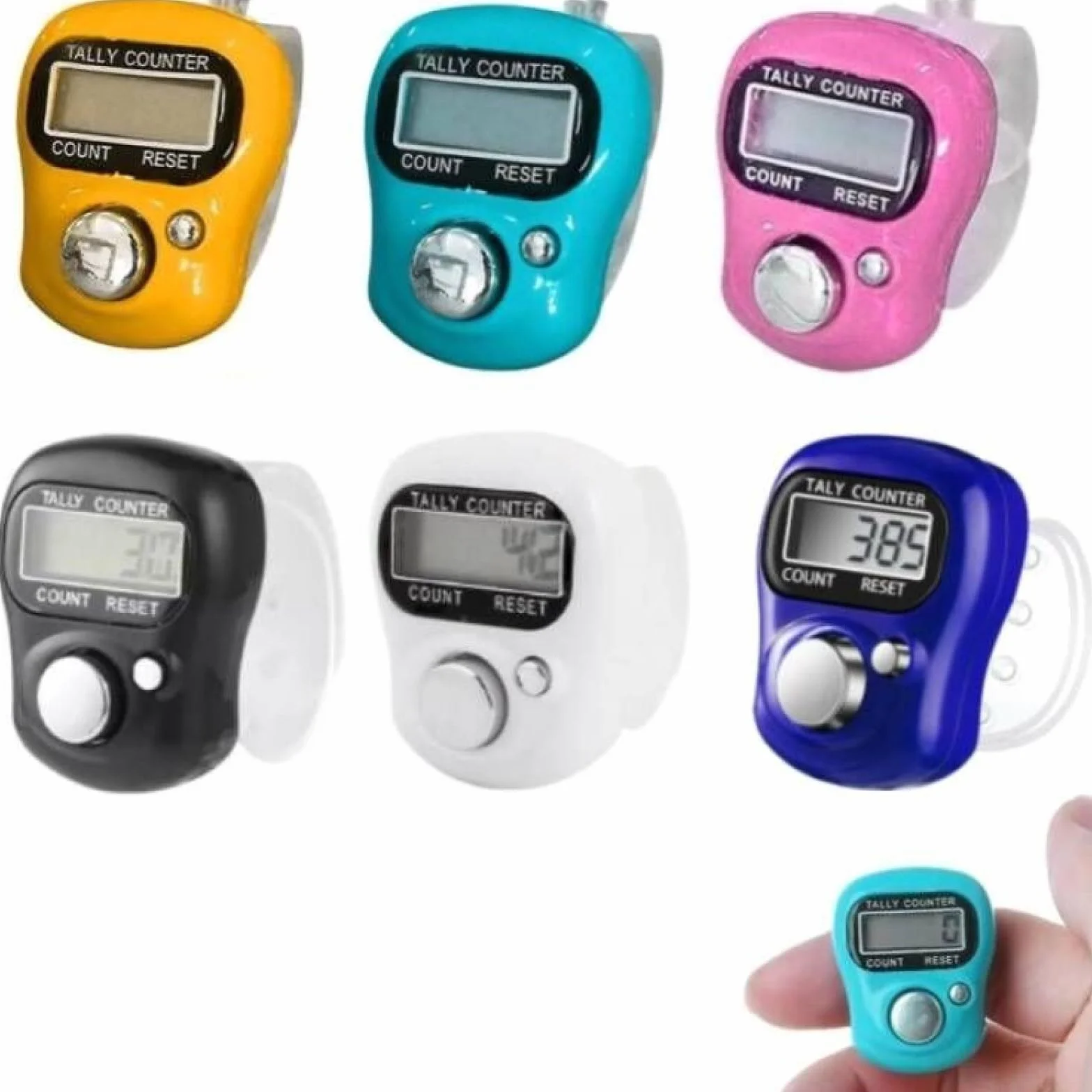 Cyfrowy okrągły licznik, mini licznik palców, elektroniczny, licznik palców, ręczny licznik, mini ręczny licznik (6 kolorów)