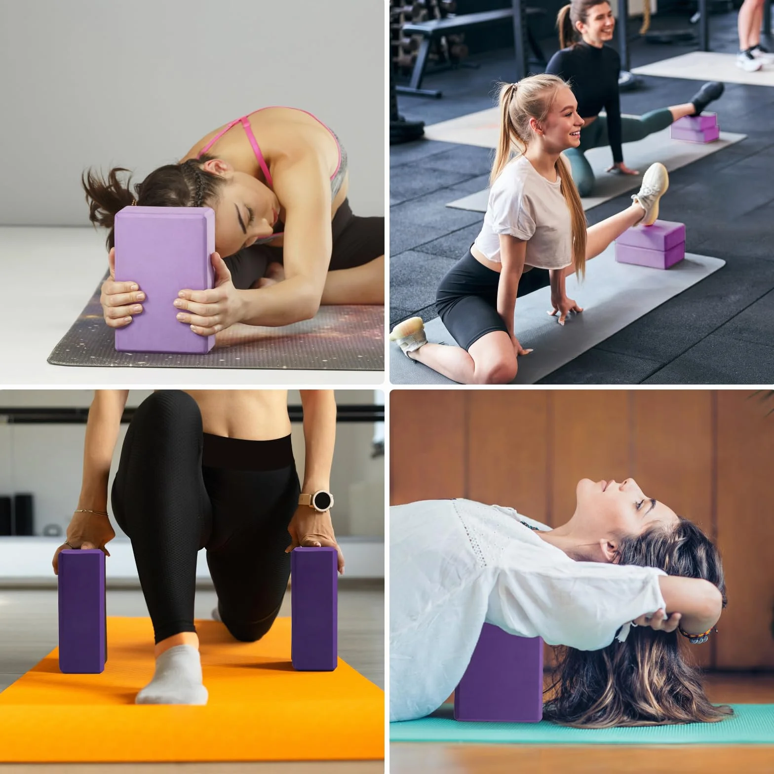 Blok do jogi, zestaw 2 bloków do jogi, klocki do jogi, pilatesu, fitnessu, uniseks (fioletowy, 1)