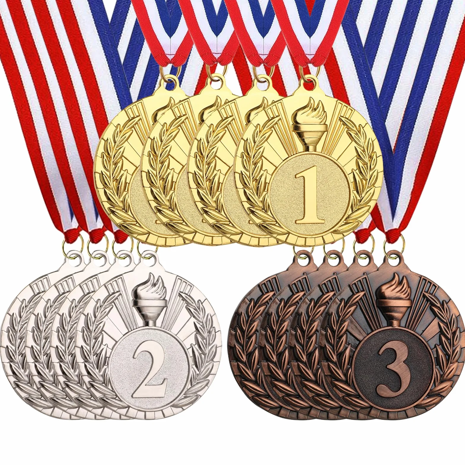 Hianjoo metalowe medale 12 szt 1 2 3 miejsce z latarką 5 cm na nagrody