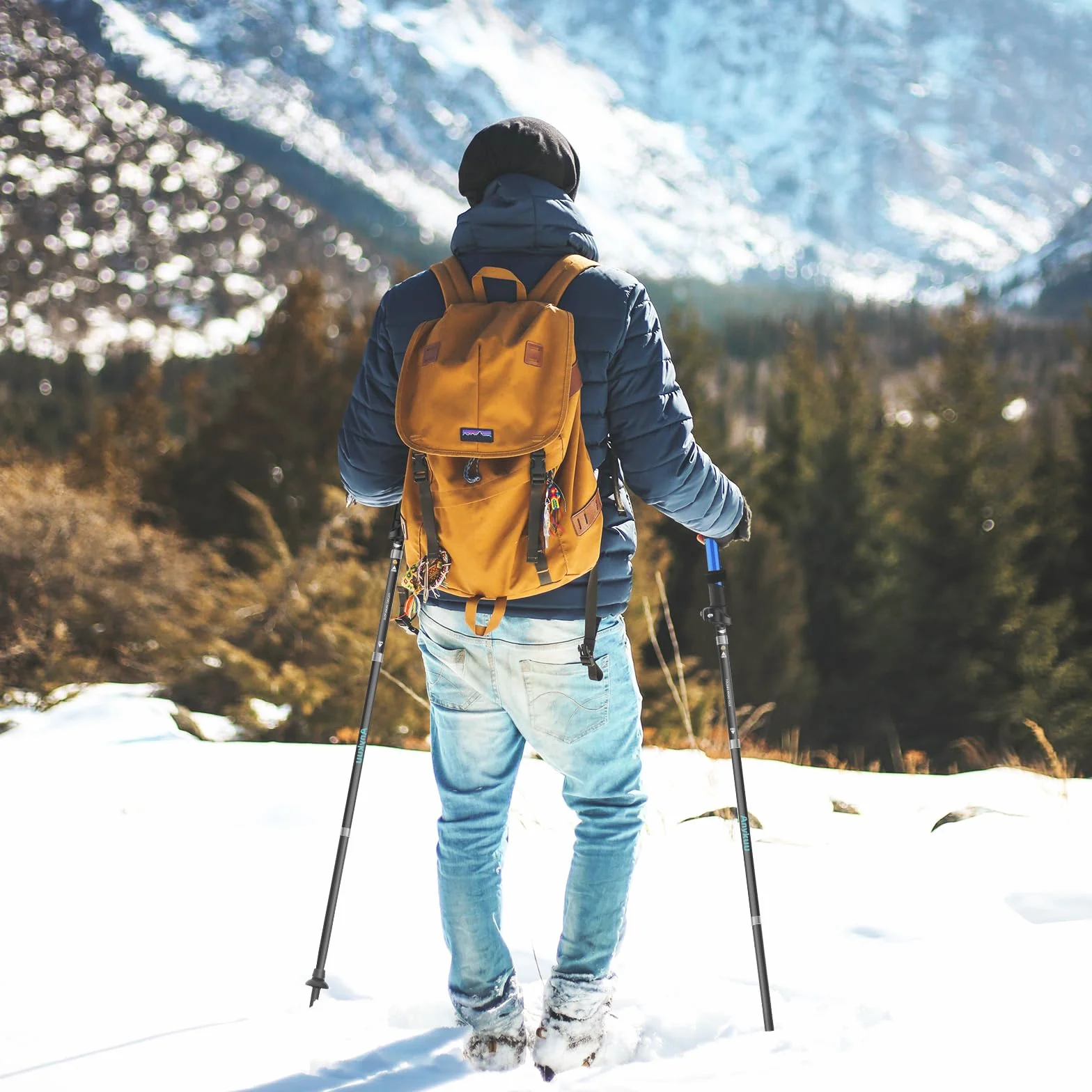Anykuu Kijki trekkingowe, składane, 110-130 cm, kijki do Nordic Walkingu, aluminiowe 7075, z 6 parami akcesoriów do wspinaczki górskiej, wędrówek