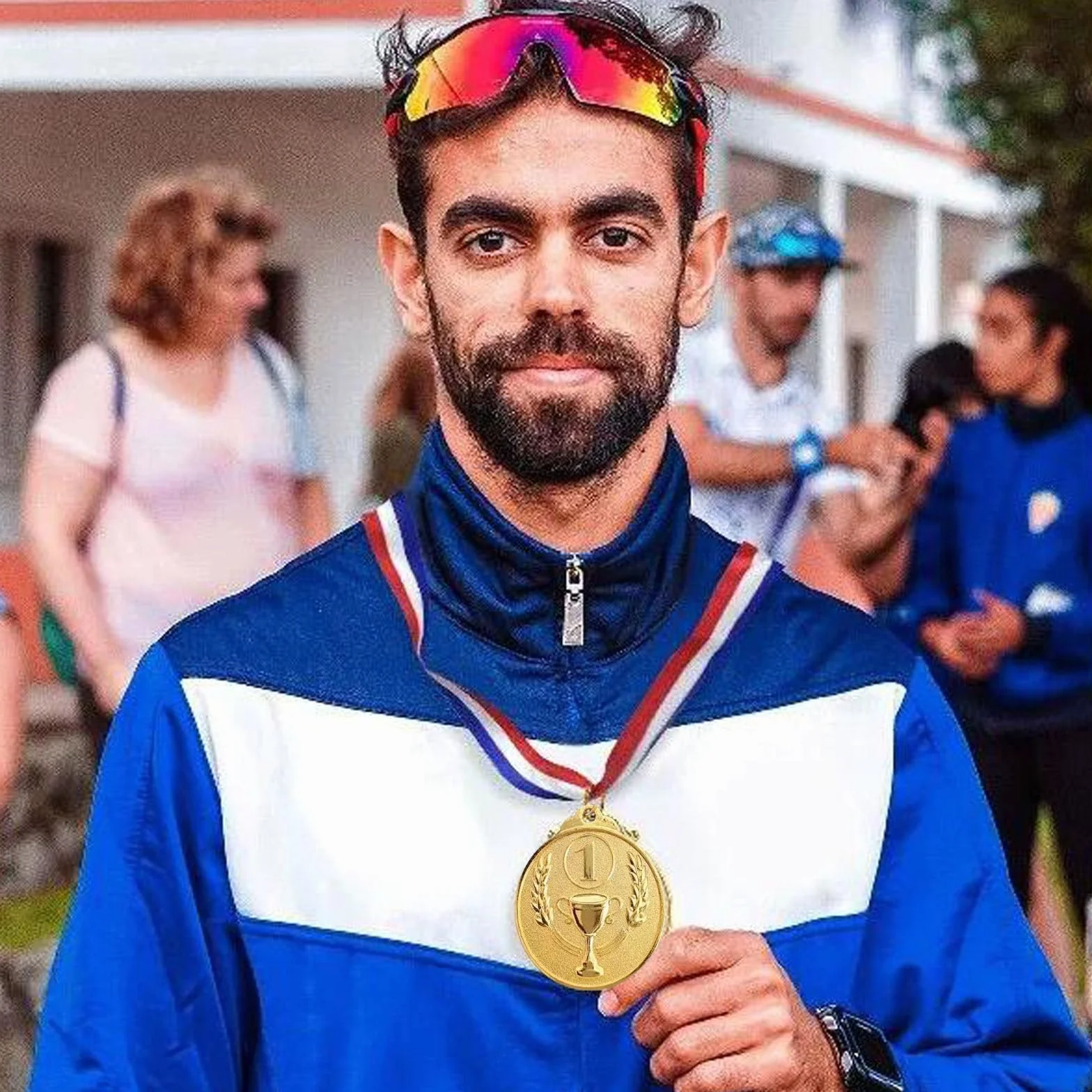 Metalowe zawieszki cyfrowe z okrągłą krawędzią, złote srebrne brązowe medale nagrody sportowe