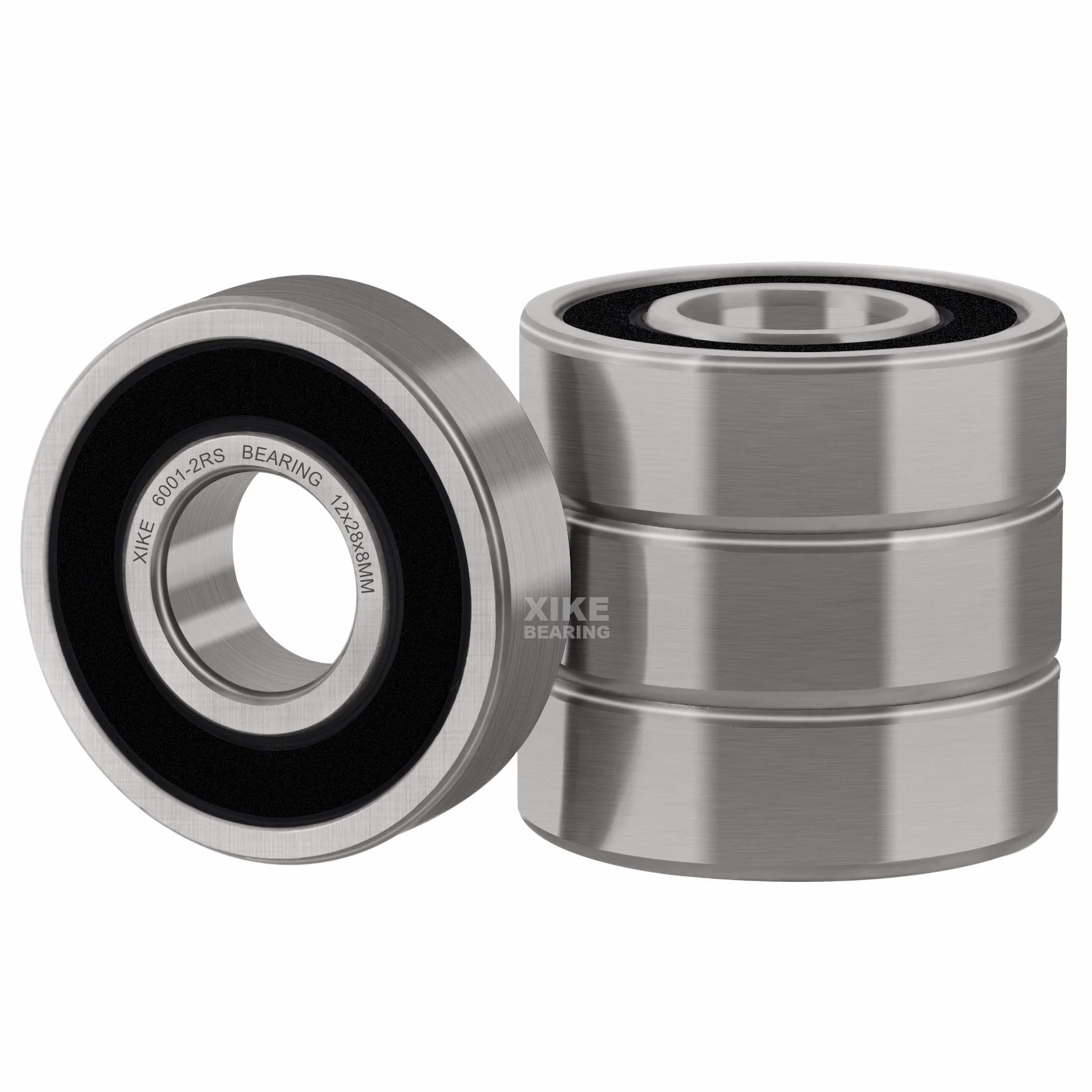 XiKe 6001-2RS Łożyska kulkowe 12x28x8mm Gumowe uszczelnione 6001RS Stal chromowa łożyska kulkowe zwykłe, 4 szt.