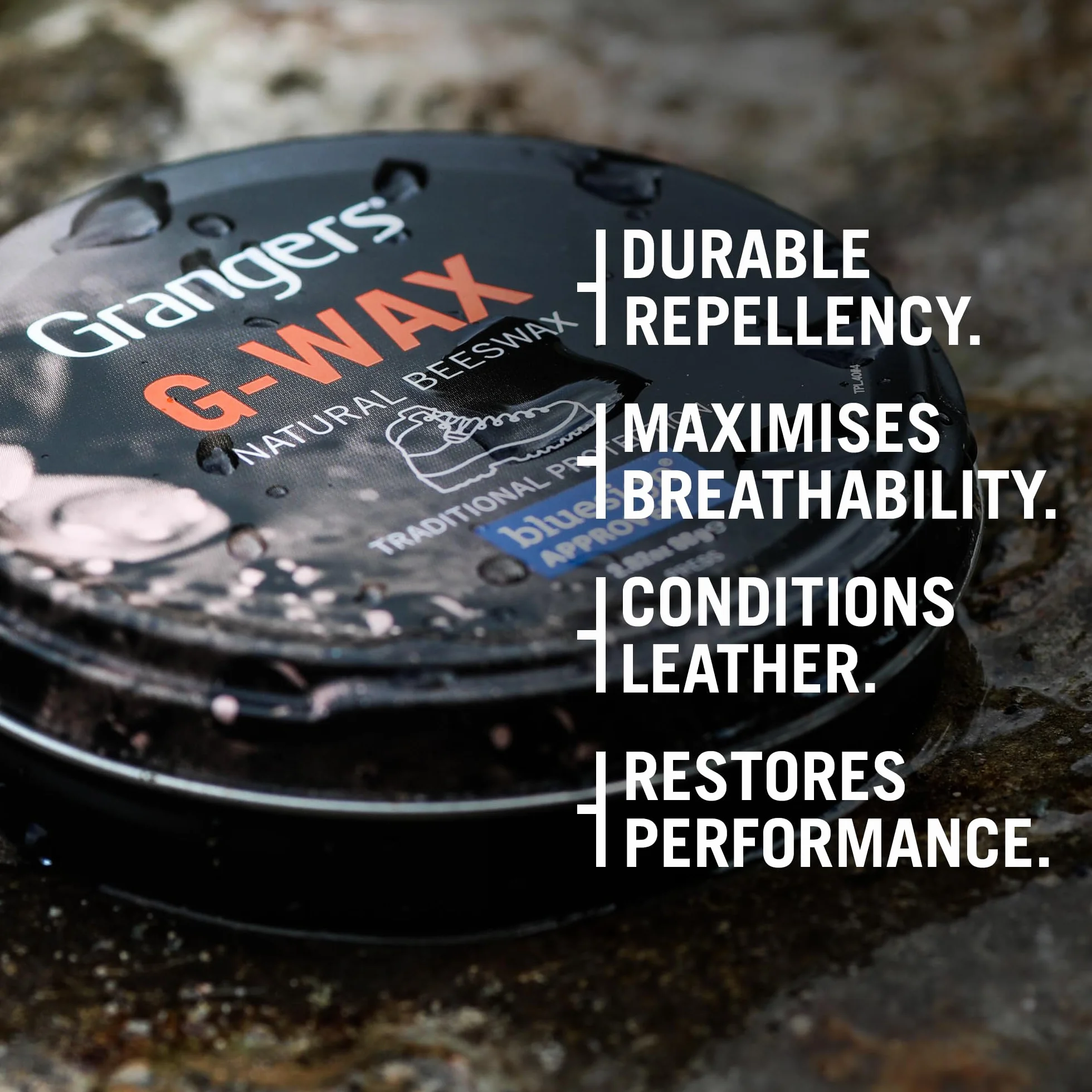 Grangers G-Wax 80 g | Tradycyjny wosk odżywia i wodoodporny, skórzane buty trekkingowe i obuwie outdoorowe