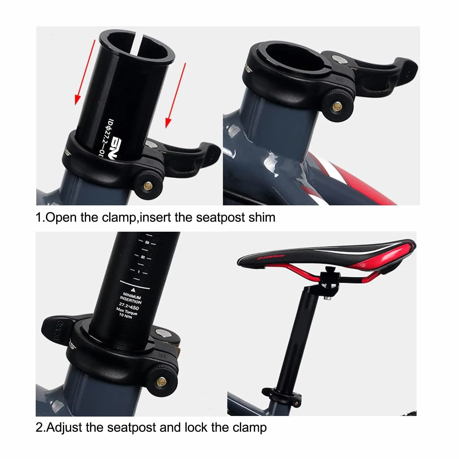 PLATTBK Sztyca podsiodłowa, tuleje redukcyjne 100 mm, adapter sztycy siodełka 22.2/25.4/27.2/28.6/30.0/30.4/30.9/31.6/31.8/33.9/34.9 Shim do rowerów MTB BMX