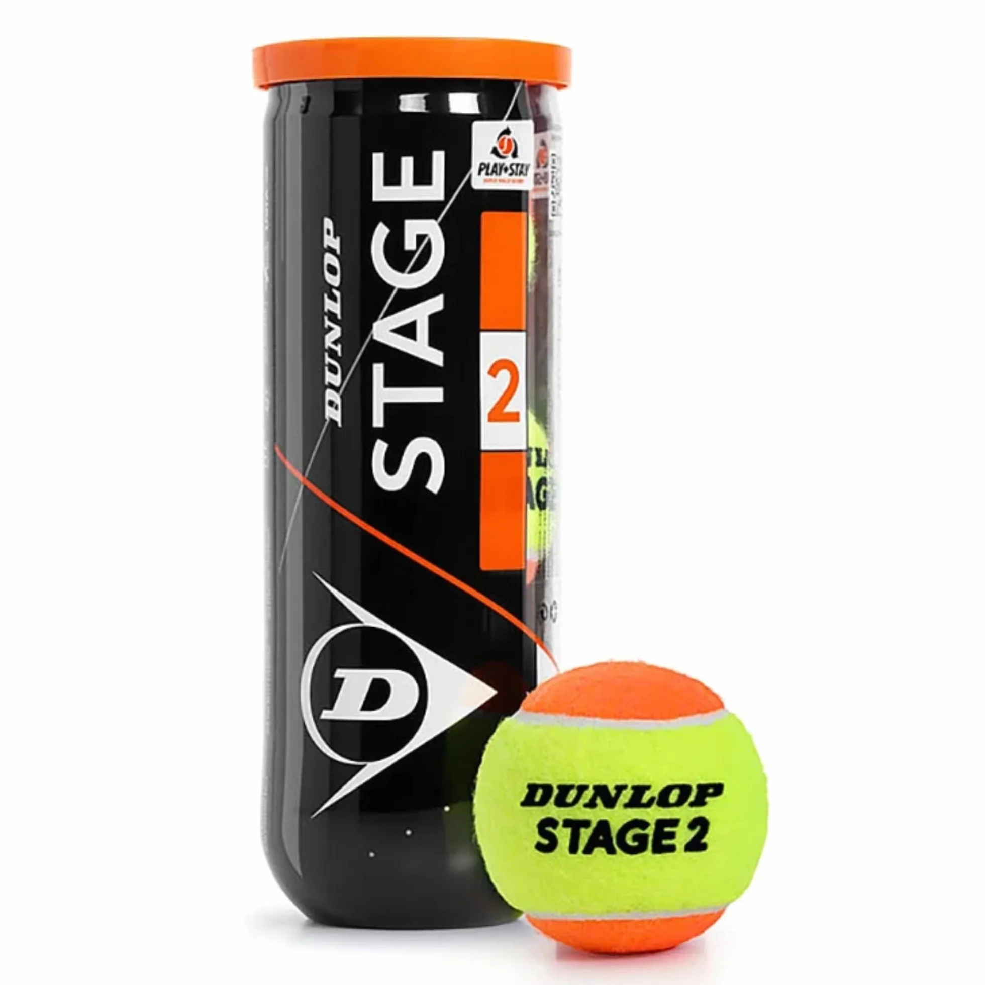DUNLOP Piłka tenisowa Stage 2 pomarańczowa – dla dzieci i początkujących na polu środkowym (1 x puszka 3 szt.)