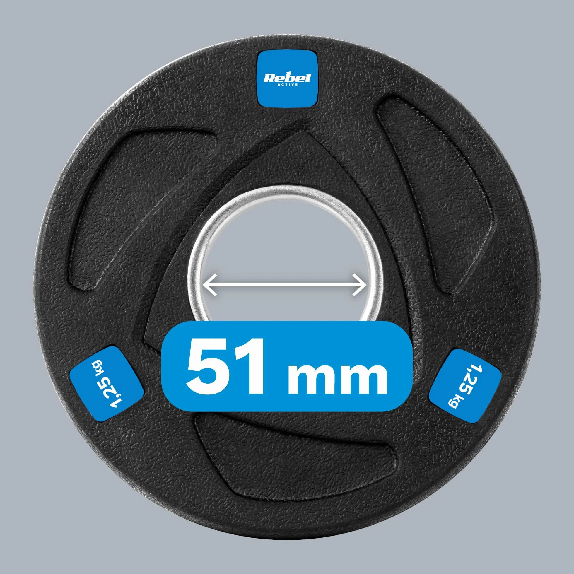 Rebel Zestaw Obciążeń Żeliwnych Gumowanych 4x1.25kg Otwór Olimpijski 51mm RBA-2107