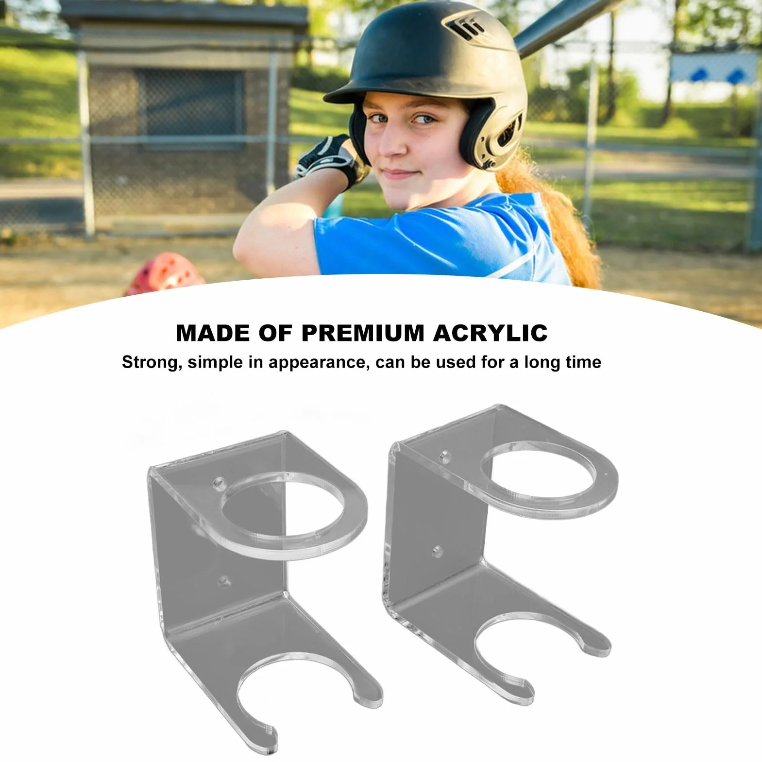 2 Pcs Gablota na Kije Baseballowe Akrylowy Uchwyt na Kije Baseballowe z Podwójną Konstrukcją Ochronną, Pionowy Uchwyt Ścienny na Kij I Bejsbol, Uchwyt na Kij Baseballowy