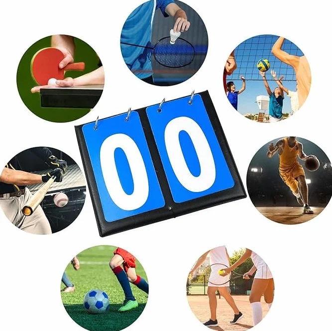 AMJKEJI Przenośna tablica wyników 2 sztuki Digit Flip Sport do koszykówki piłki nożnej