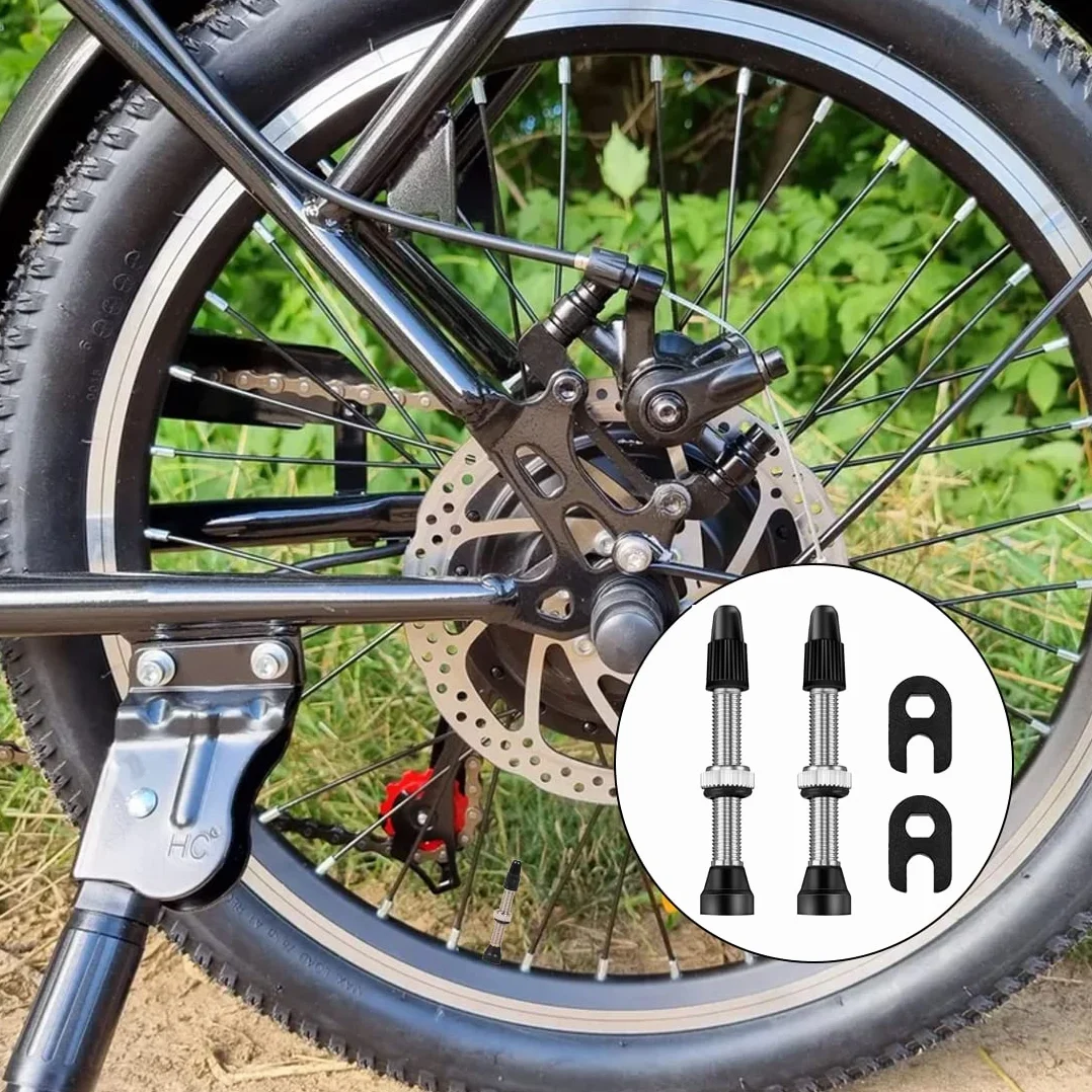 Zawory bezdętkowe rowerowe 40 mm z narzędziem do usuwania rdzenia 2 szt.