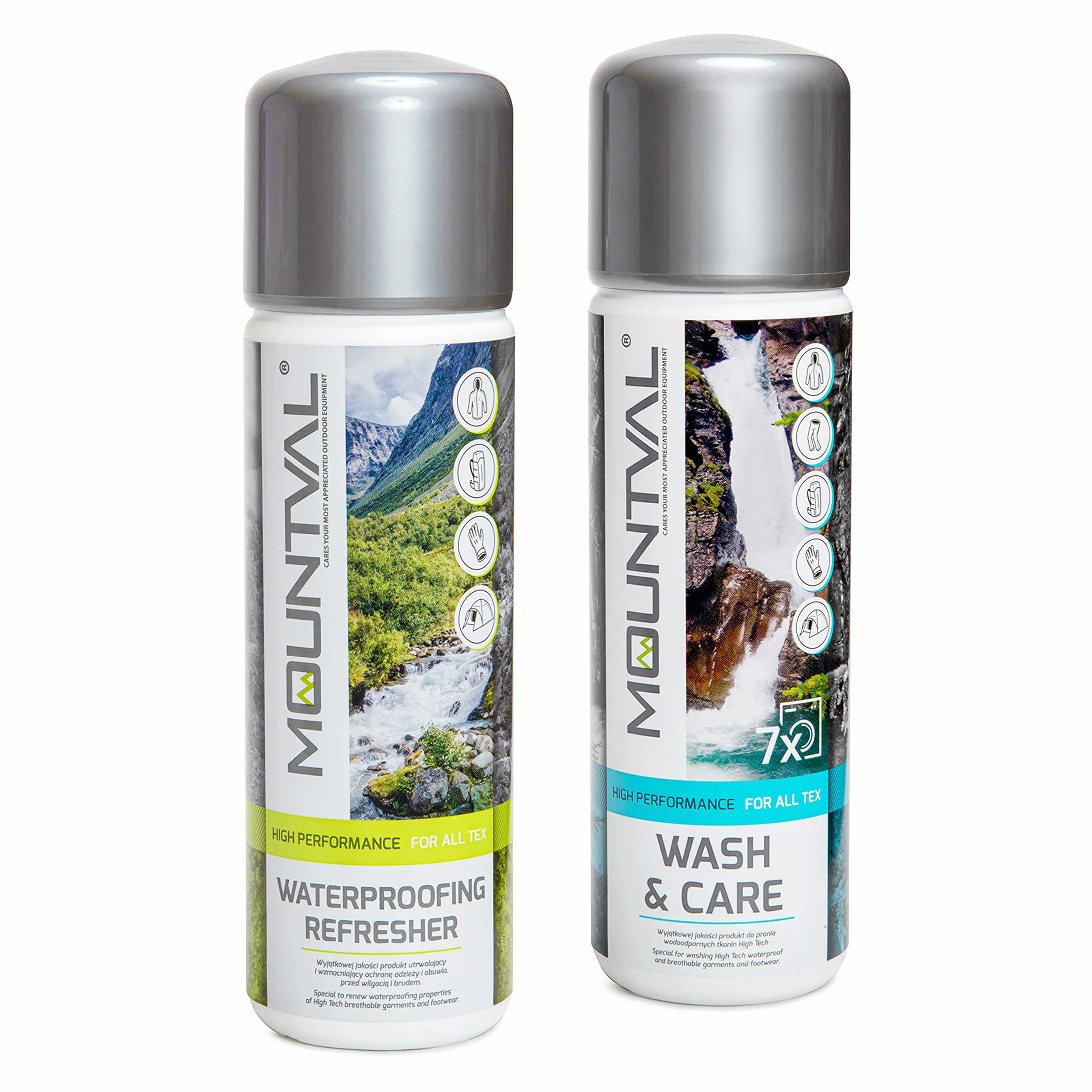 Zestaw do Pielęgnacji Odzieży podczas Deszczu, Mountval Wash & Care (315ml), Mountval Waterproofing Refresher (300ml), Ochrona Odzieży Technicznej i Przeciwdeszczowej oraz Sprzętu, w tym GORE-TEX