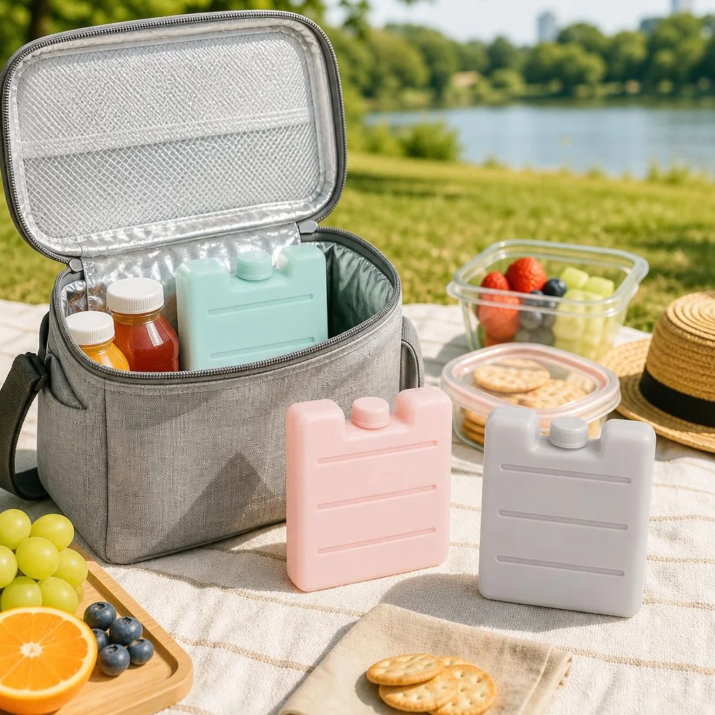 MIJOMA Zestaw mini wkładów chłodzących – elementy chłodzące wielokrotnego użytku do torby chłodzącej, pudełka na lunch, podkładki chłodzące w pastelowych kolorach – nadają się do kontaktu z żywnością