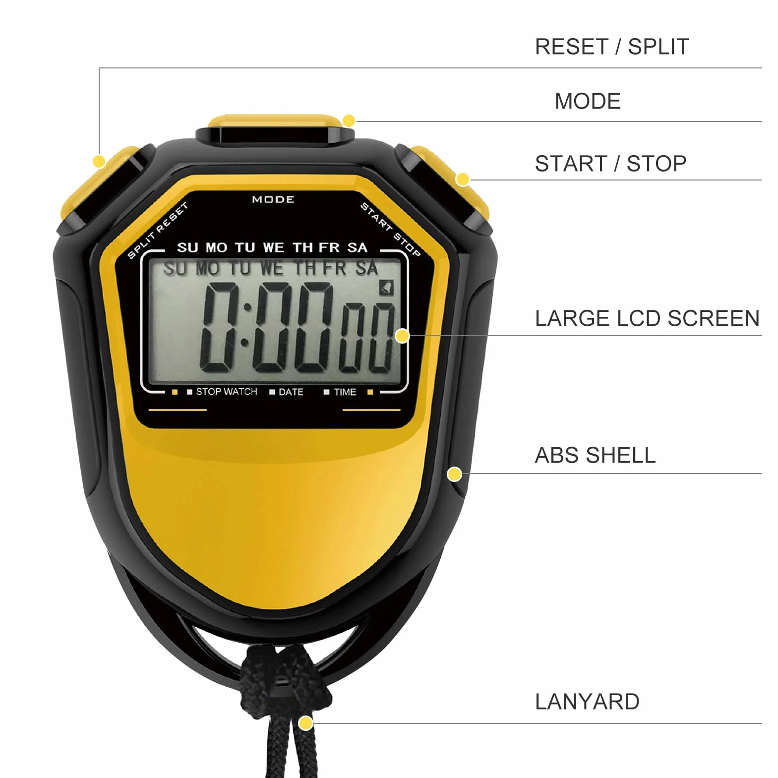 Wodoodporny zegarek S cyfrowy ręczny LCD timer chronograf sportowy licznik z paskiem do pływania, biegania, treningu piłki nożnej