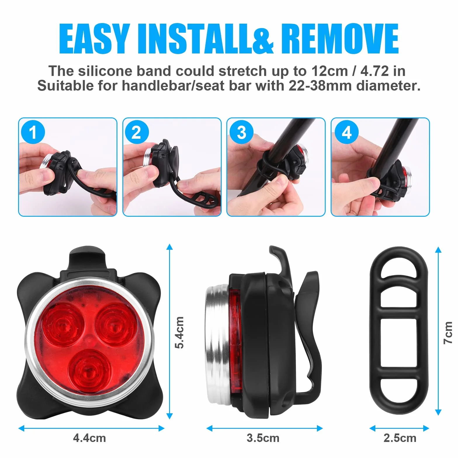 Flintronic Lampka rowerowa czerwona biała 2 szt